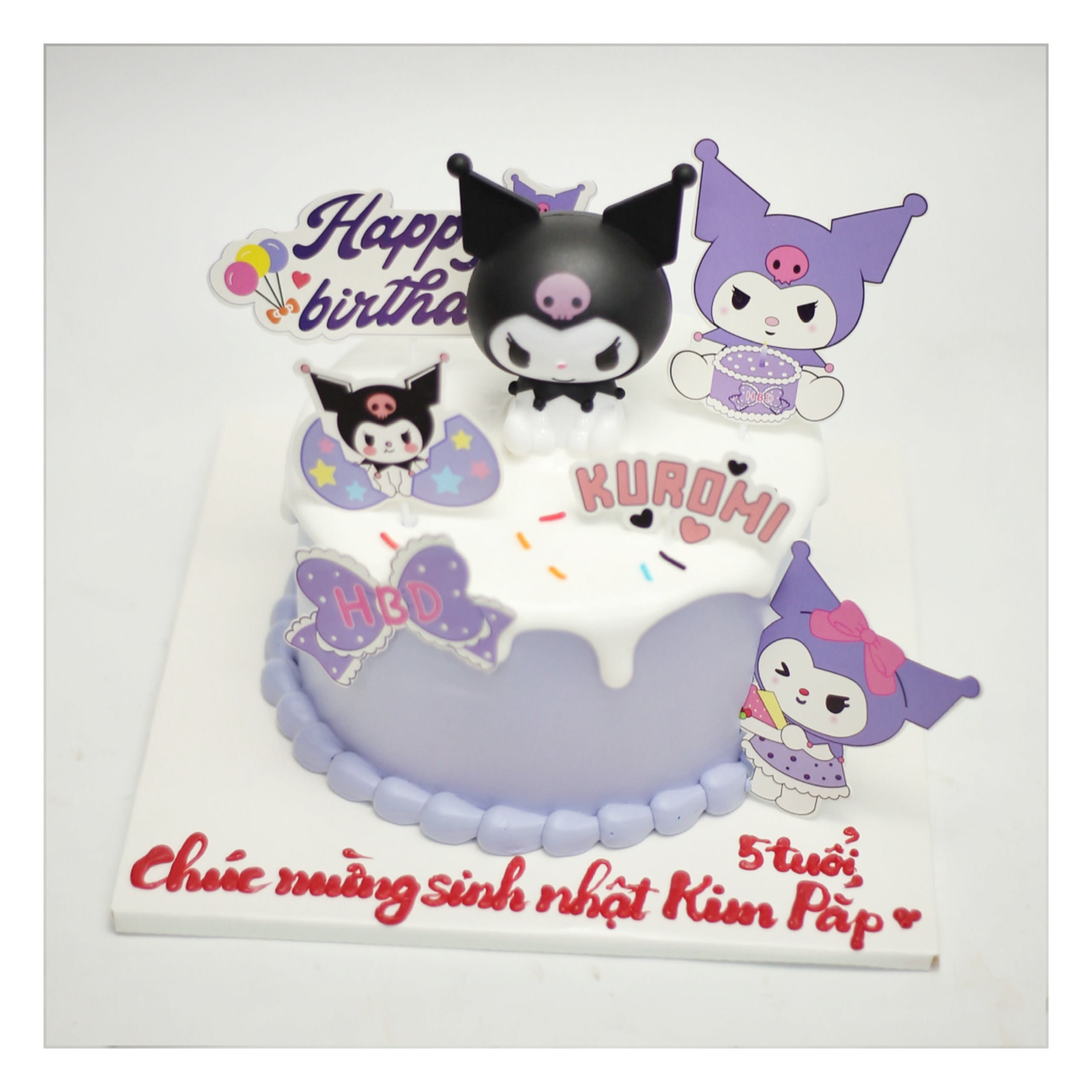 Bánh kem tím hiện đại trang trí mô hình Kuromi