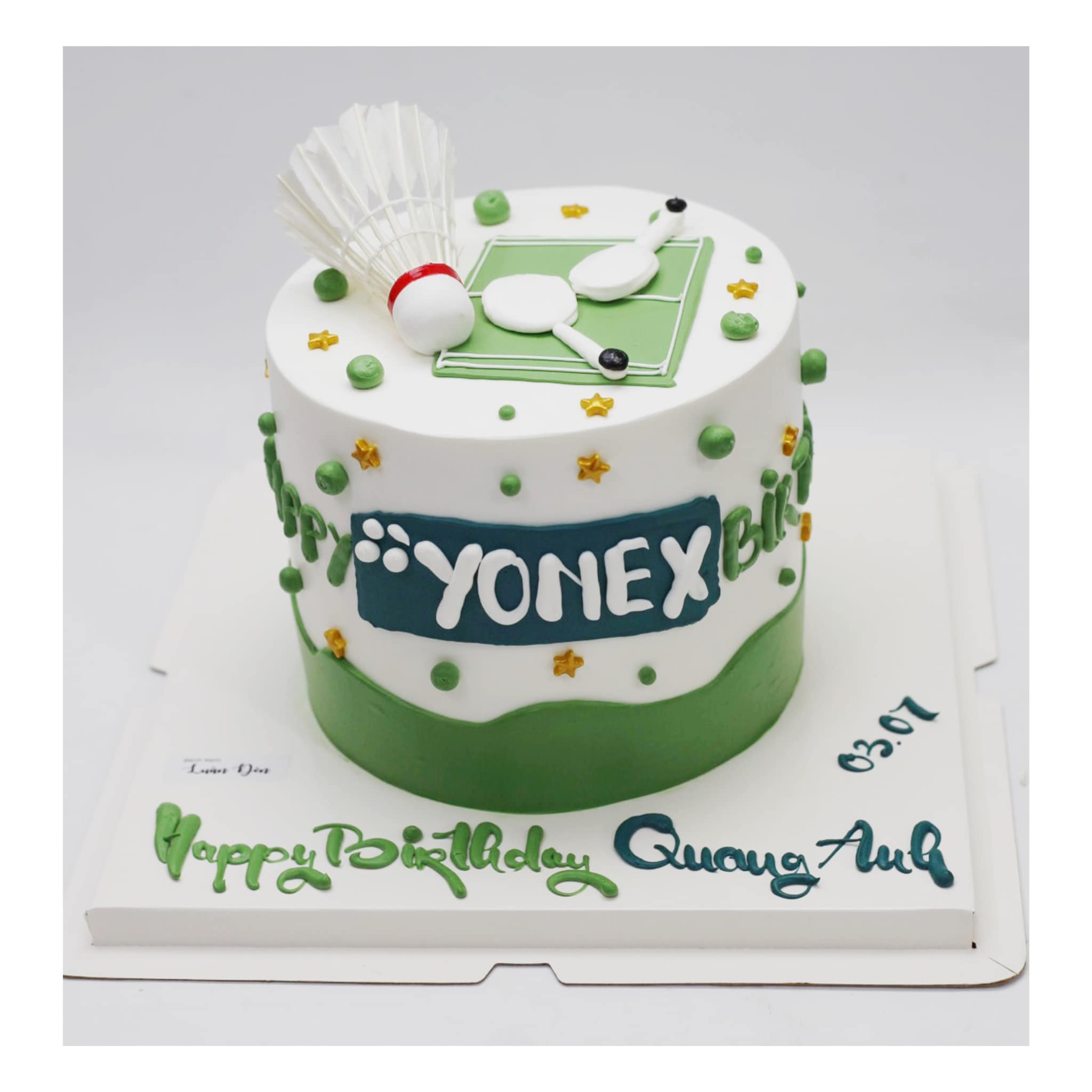 Bánh kem cầu lông Yonex xanh trắng