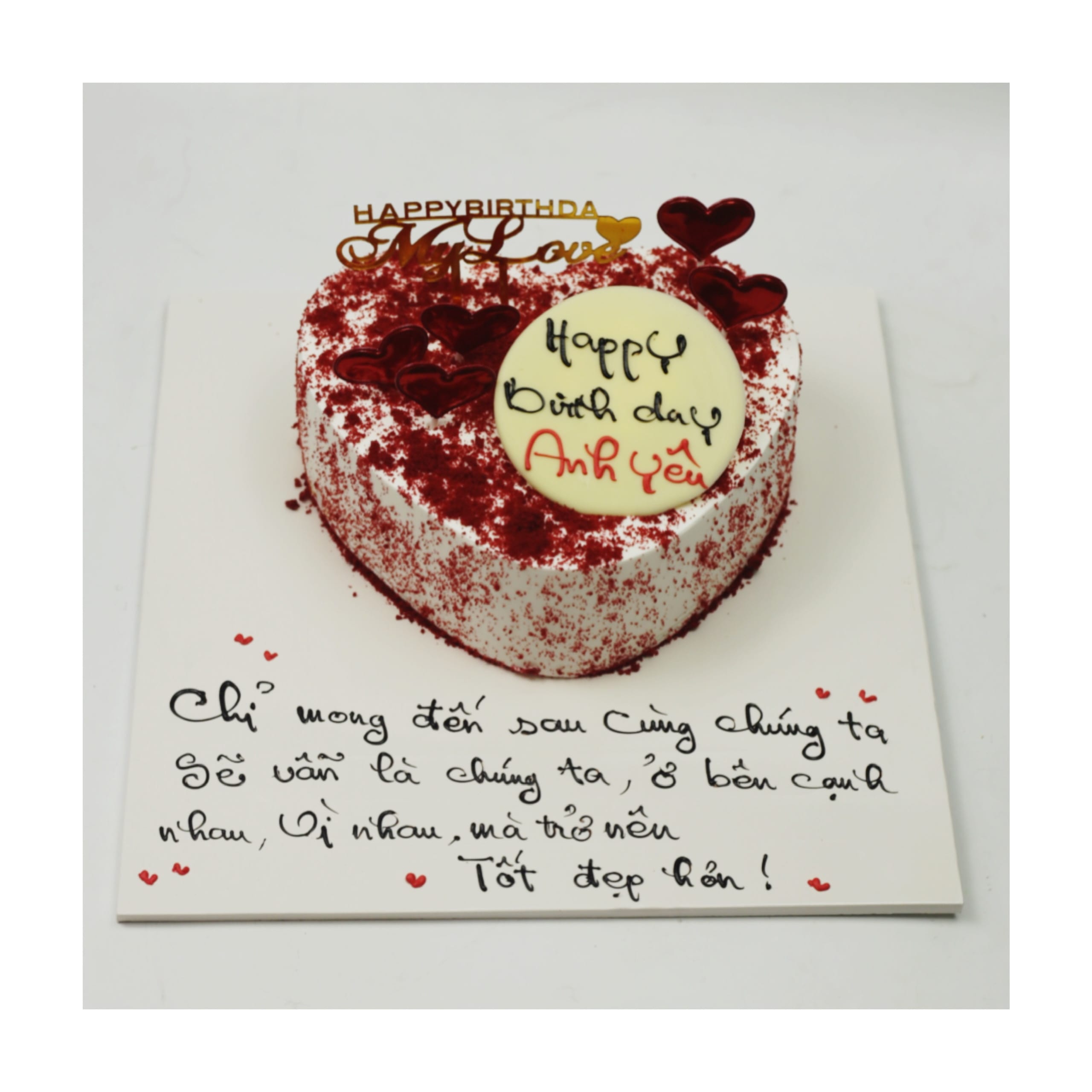 Bánh kem trái tim red velvet thông điệp tình yêu