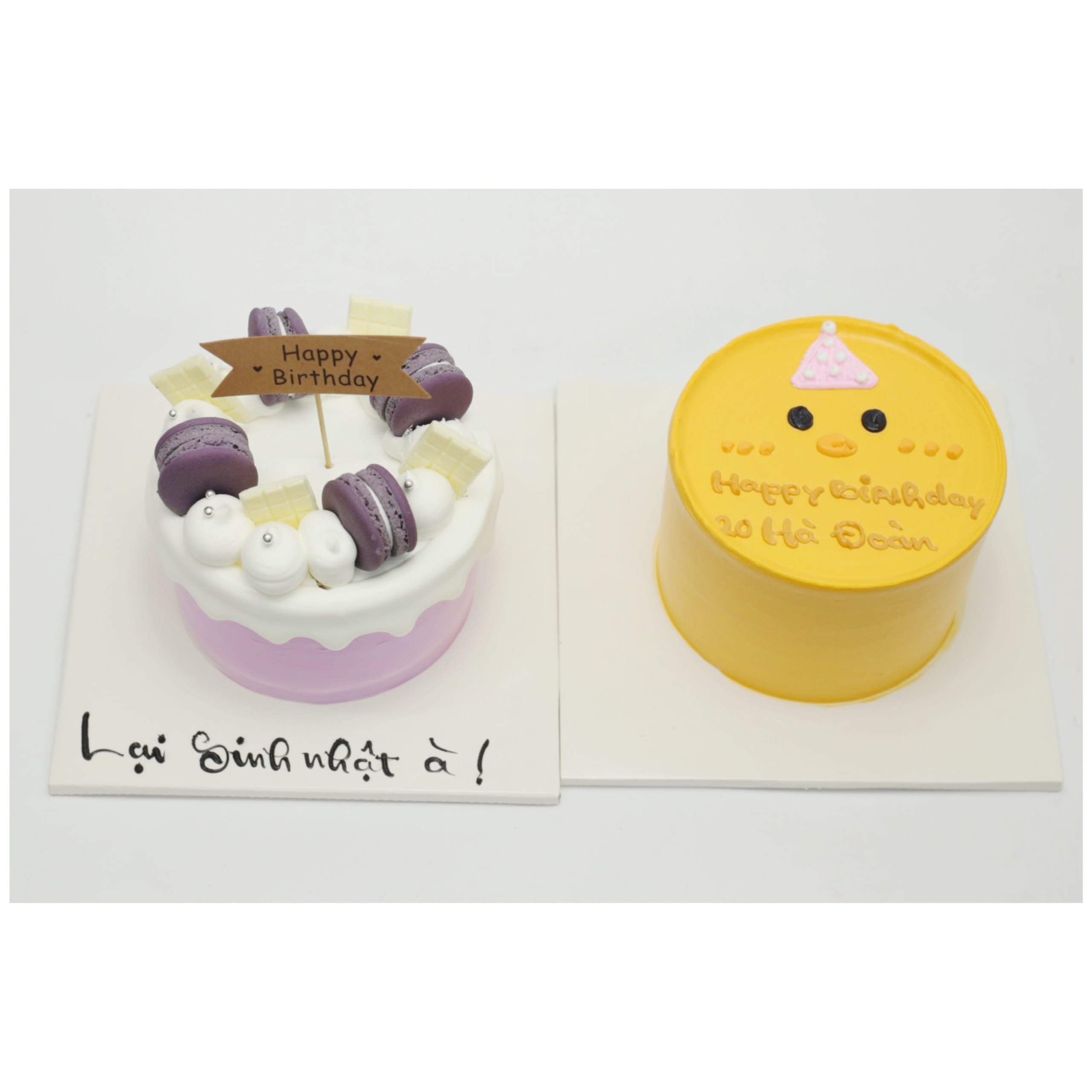 Combo bánh macaron và bánh kem chú gà