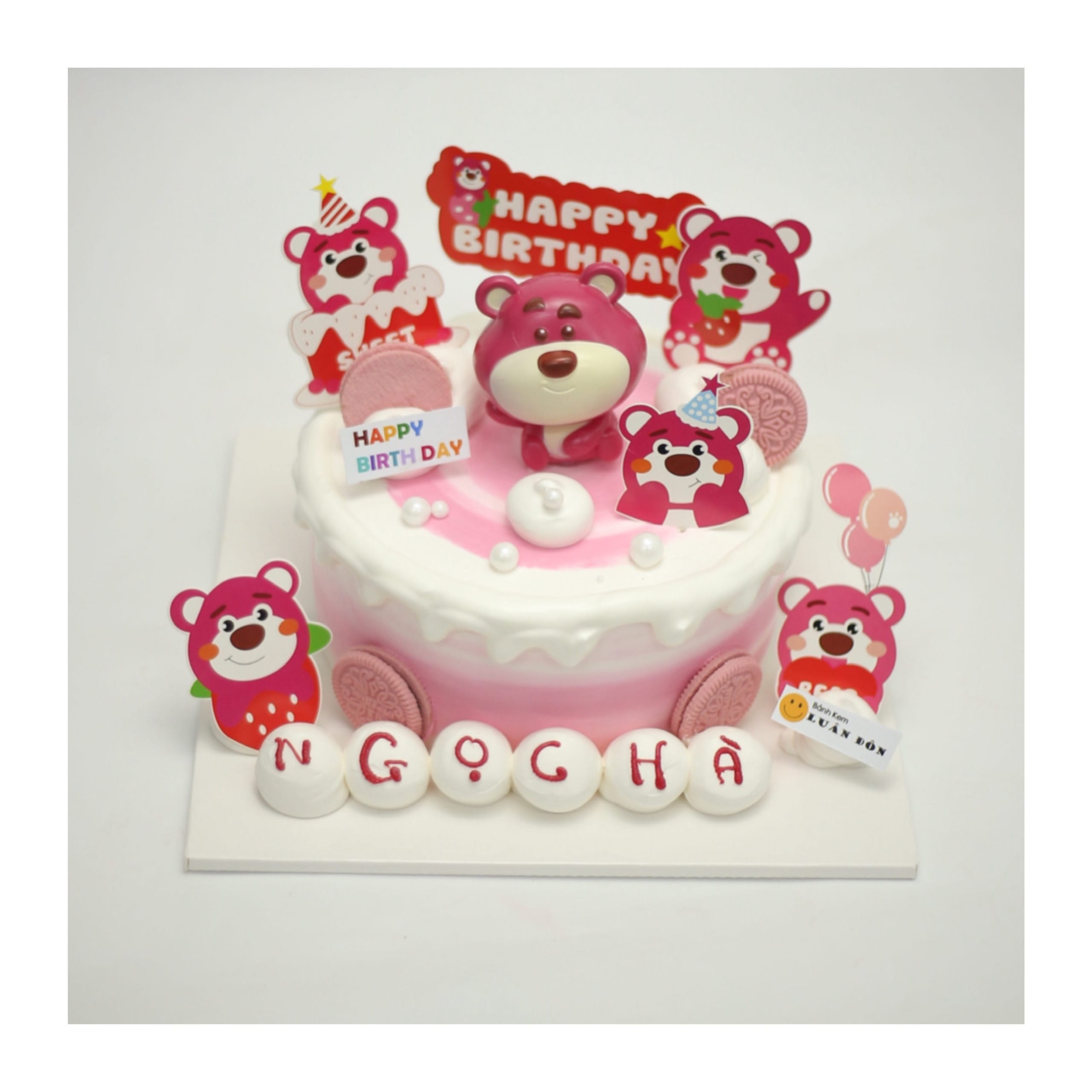 Bánh kem gấu dâu Lotso hồng ngọt ngào