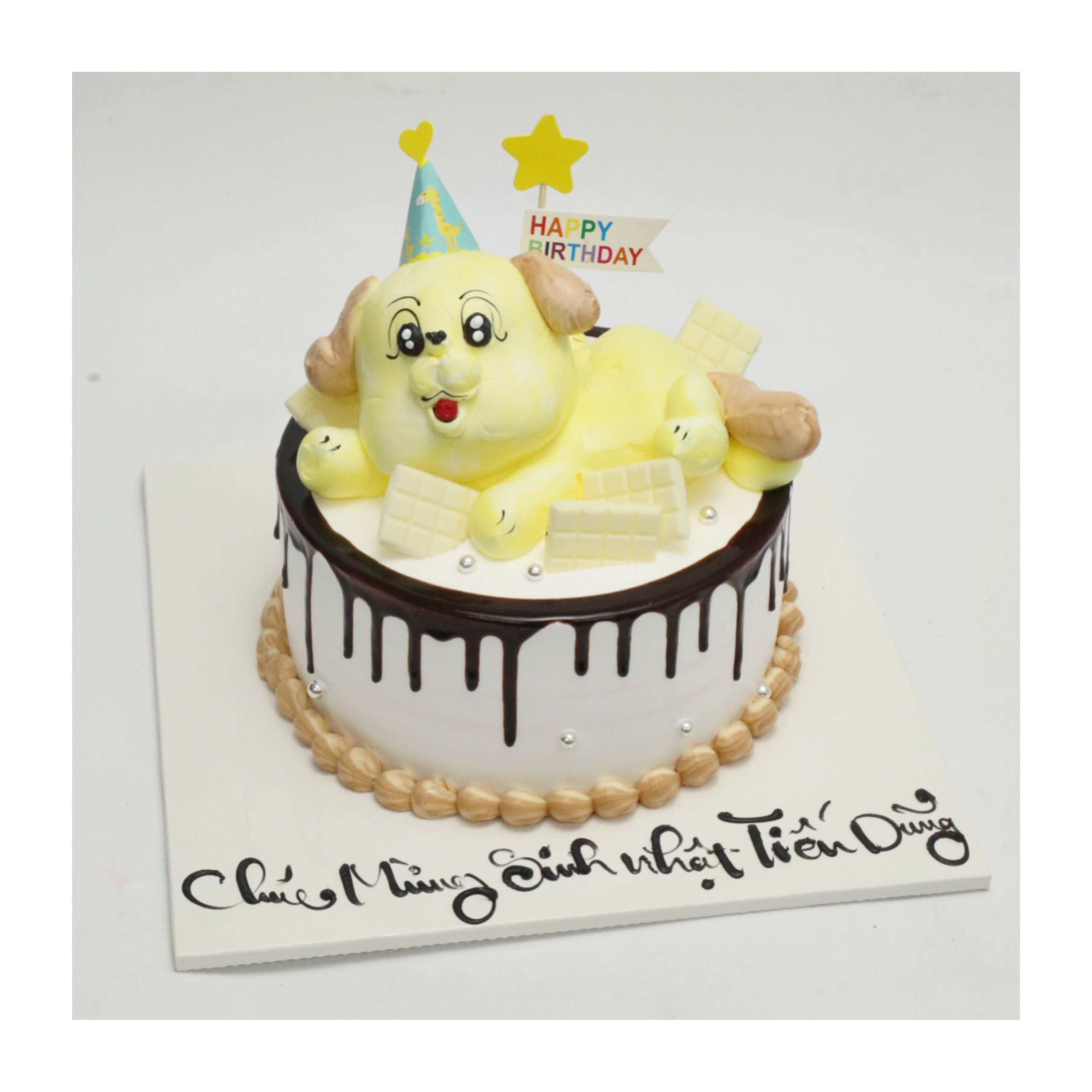 Bánh kem chú chó vàng cute đáng yêu