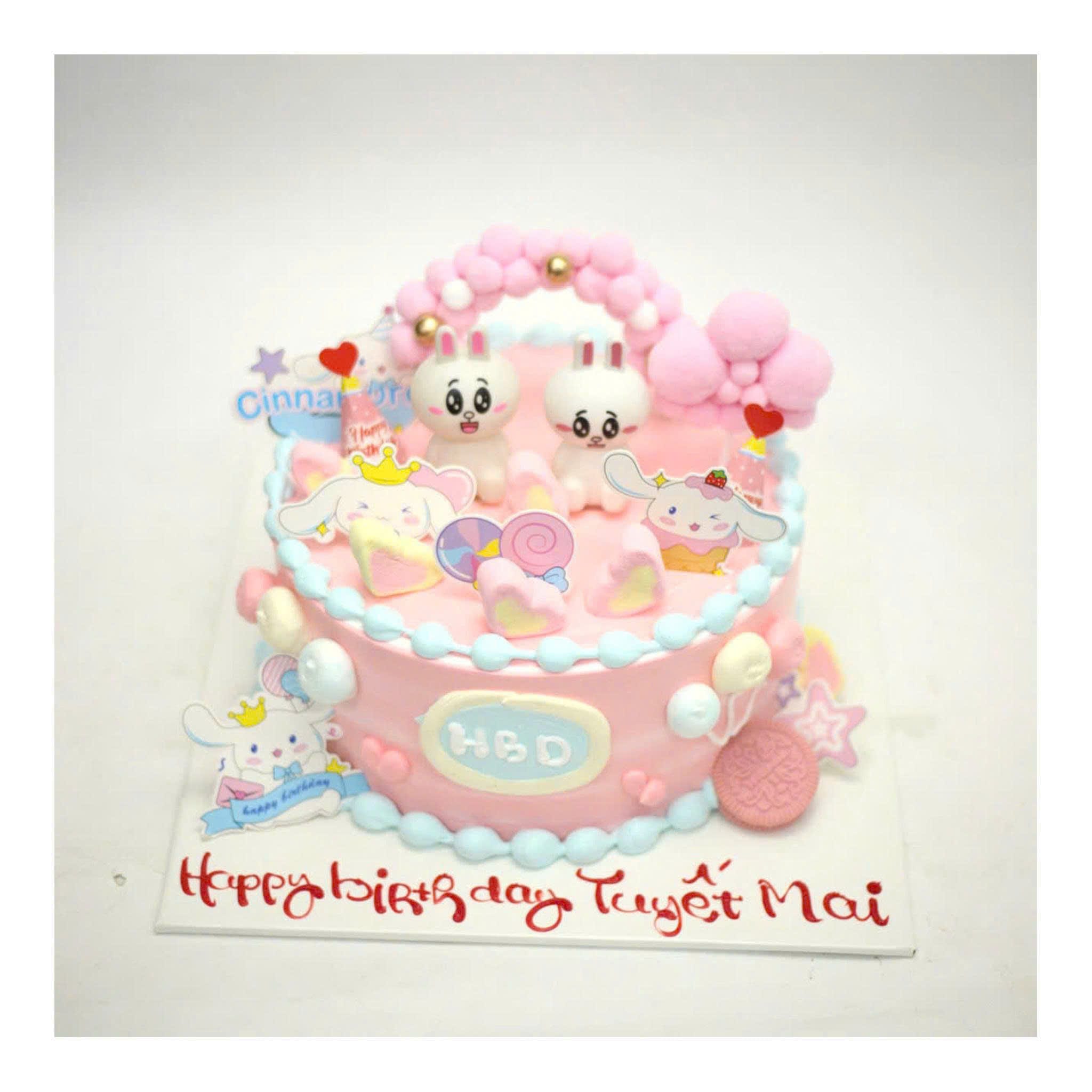 Bánh sinh nhật công chúa Cinnamoroll hồng đáng yêu