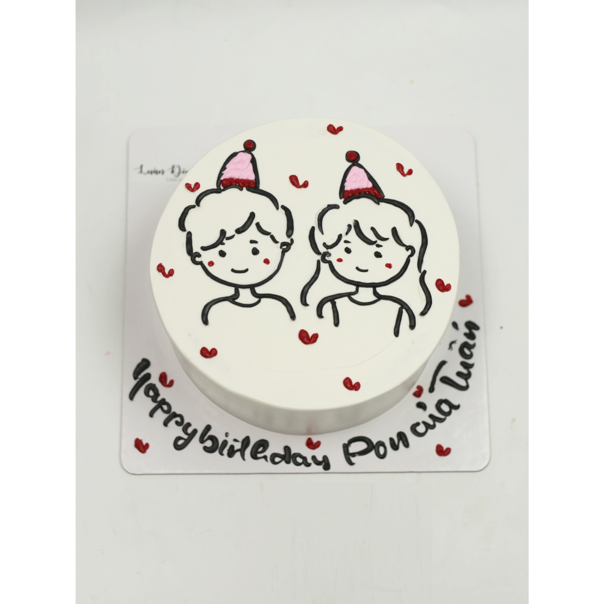 Bánh Bento cake vẽ hình đôi bạn trẻ dễ thương