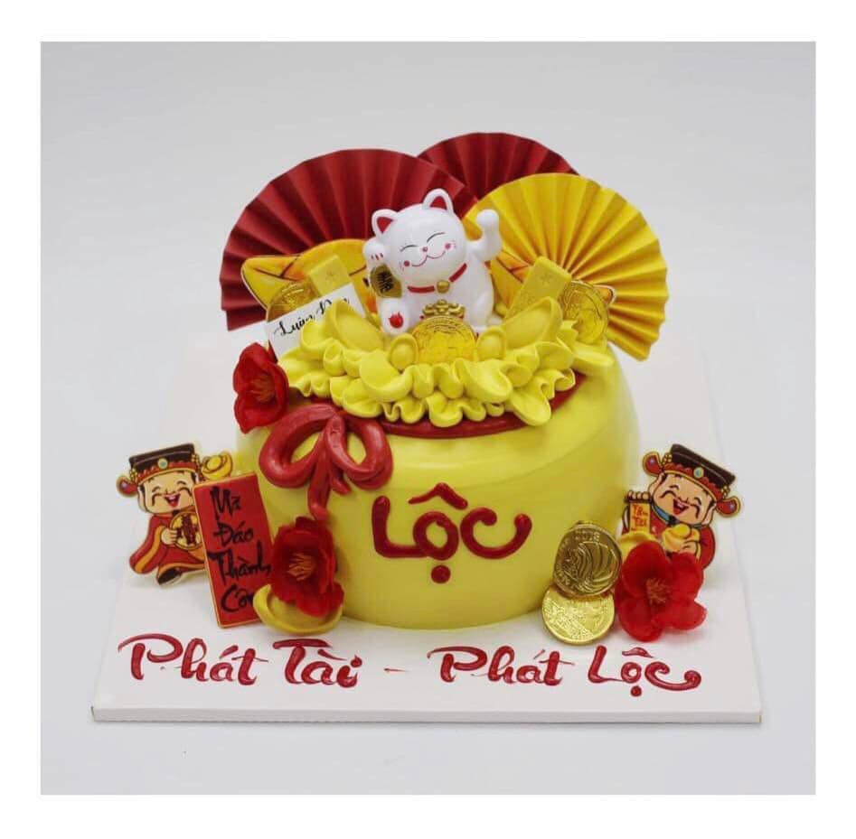 Bánh kem mèo thần tài Phát Tài Phát Lộc