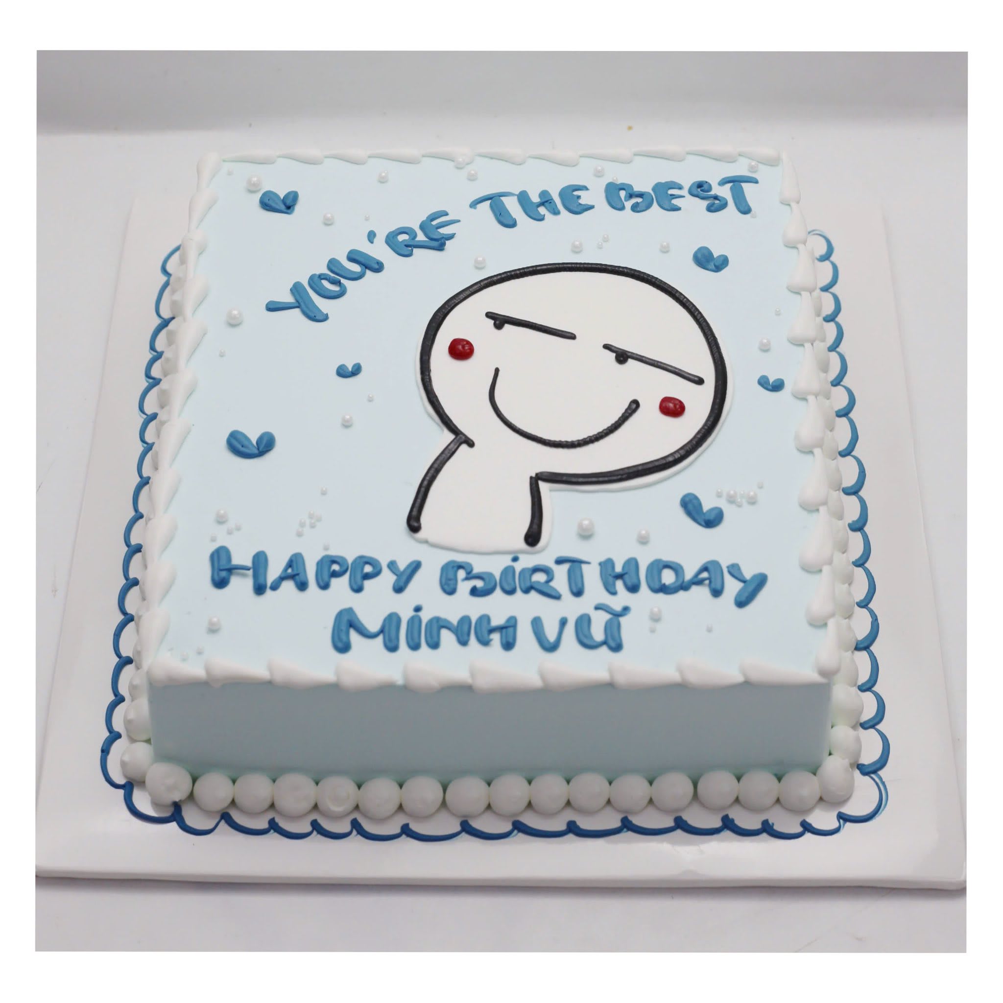 Bánh kem vuông mặt cười You're the best