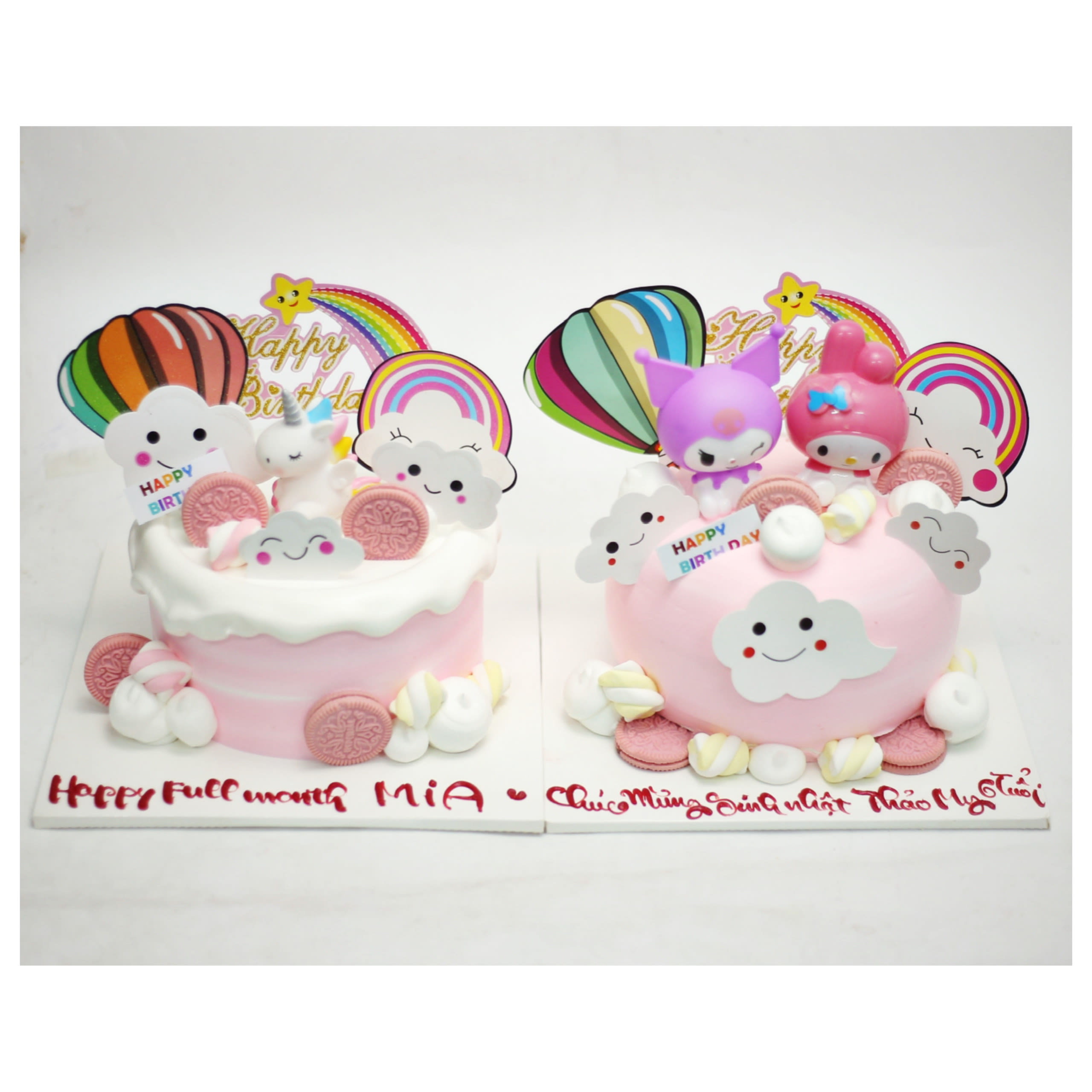 Bánh kem set Kuromi và kỳ lân xinh xắn