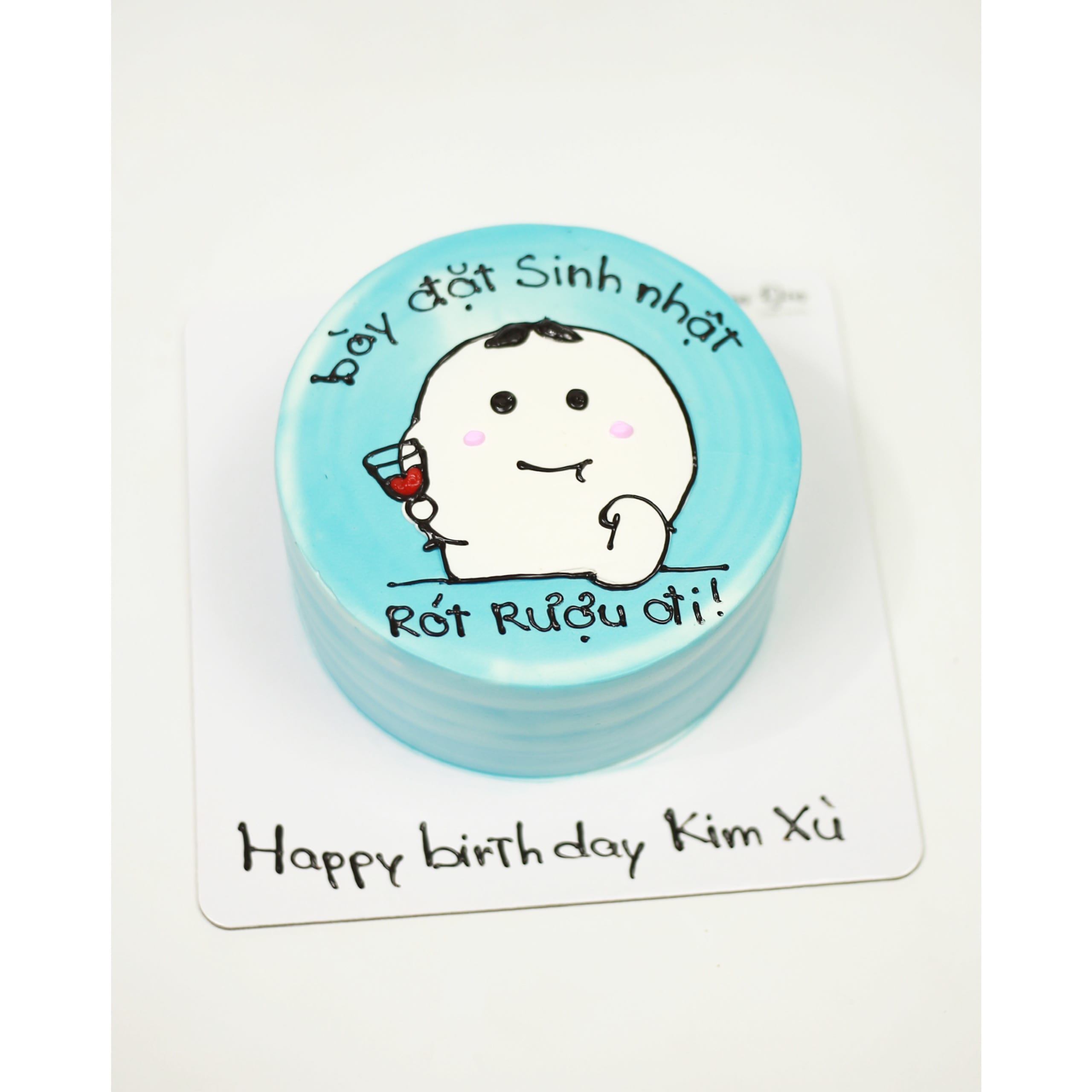 Bánh Bento Cake chú mèo cầm ly rượu