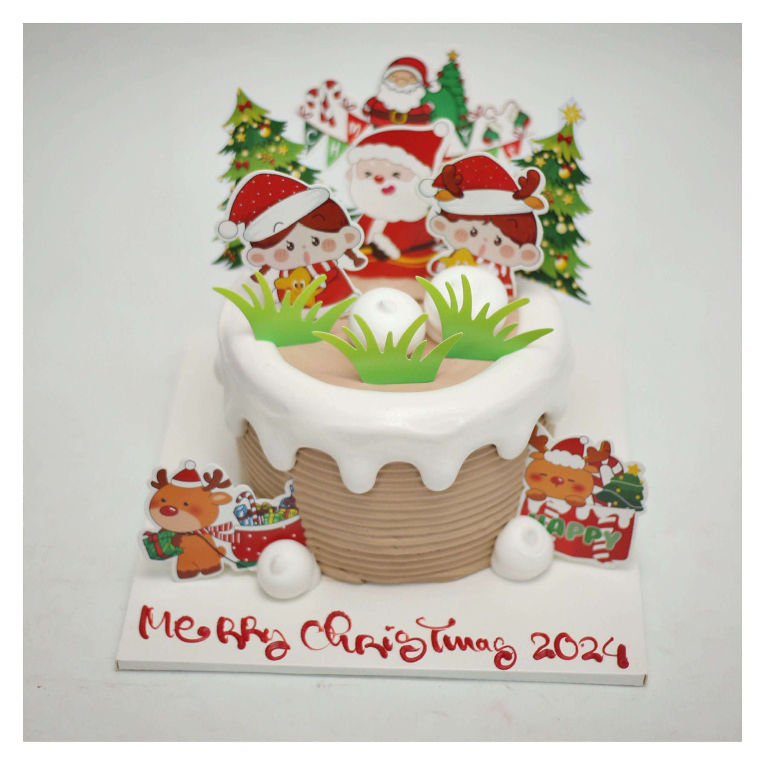 Bánh kem Noel Merry Christmas 2024 trang trí dễ thương