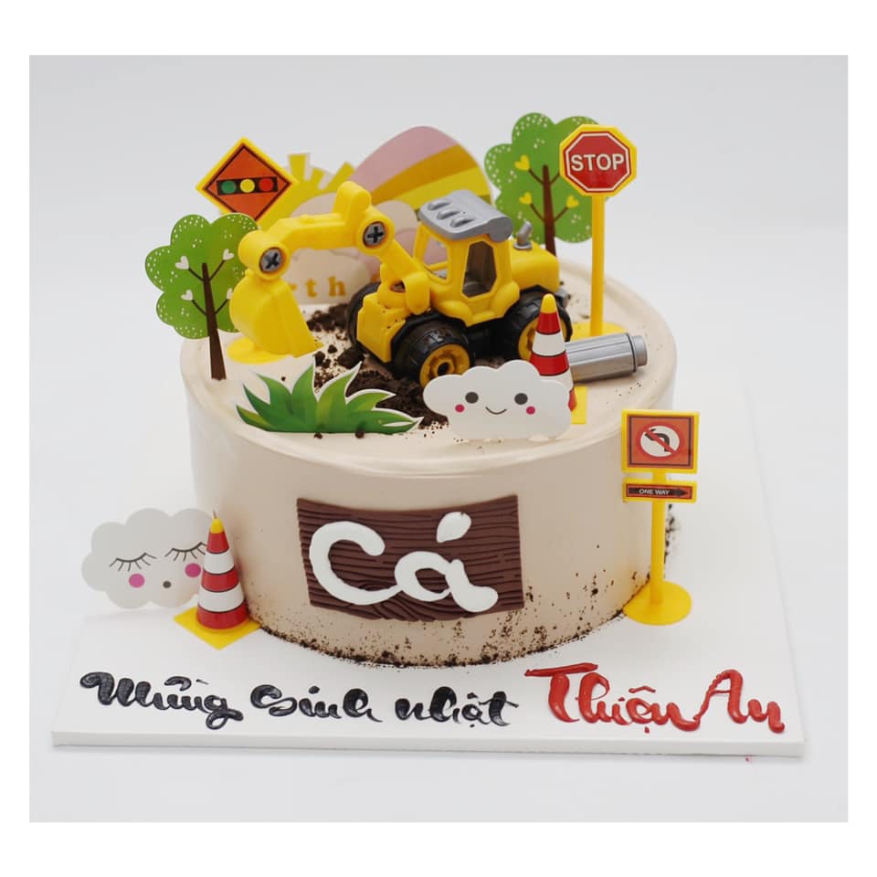 Bánh kem máy xúc vàng Thiện An