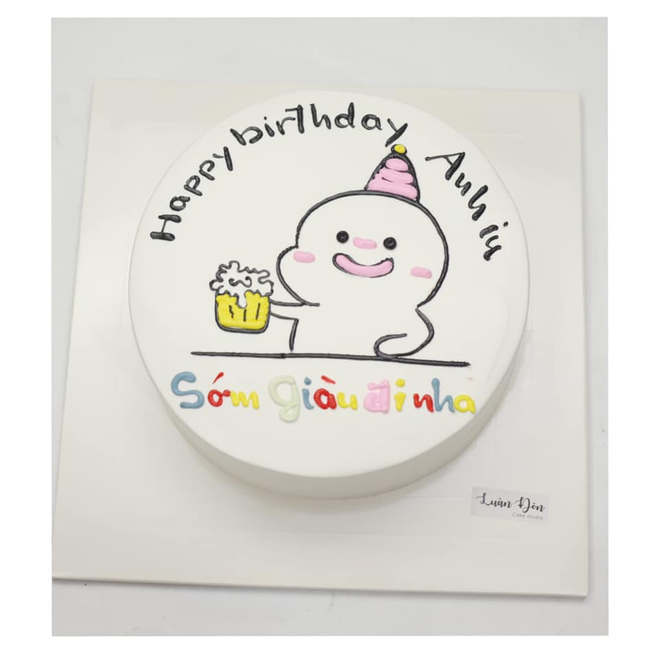 Bánh vẽ chibi cầm bia ngộ nghĩnh