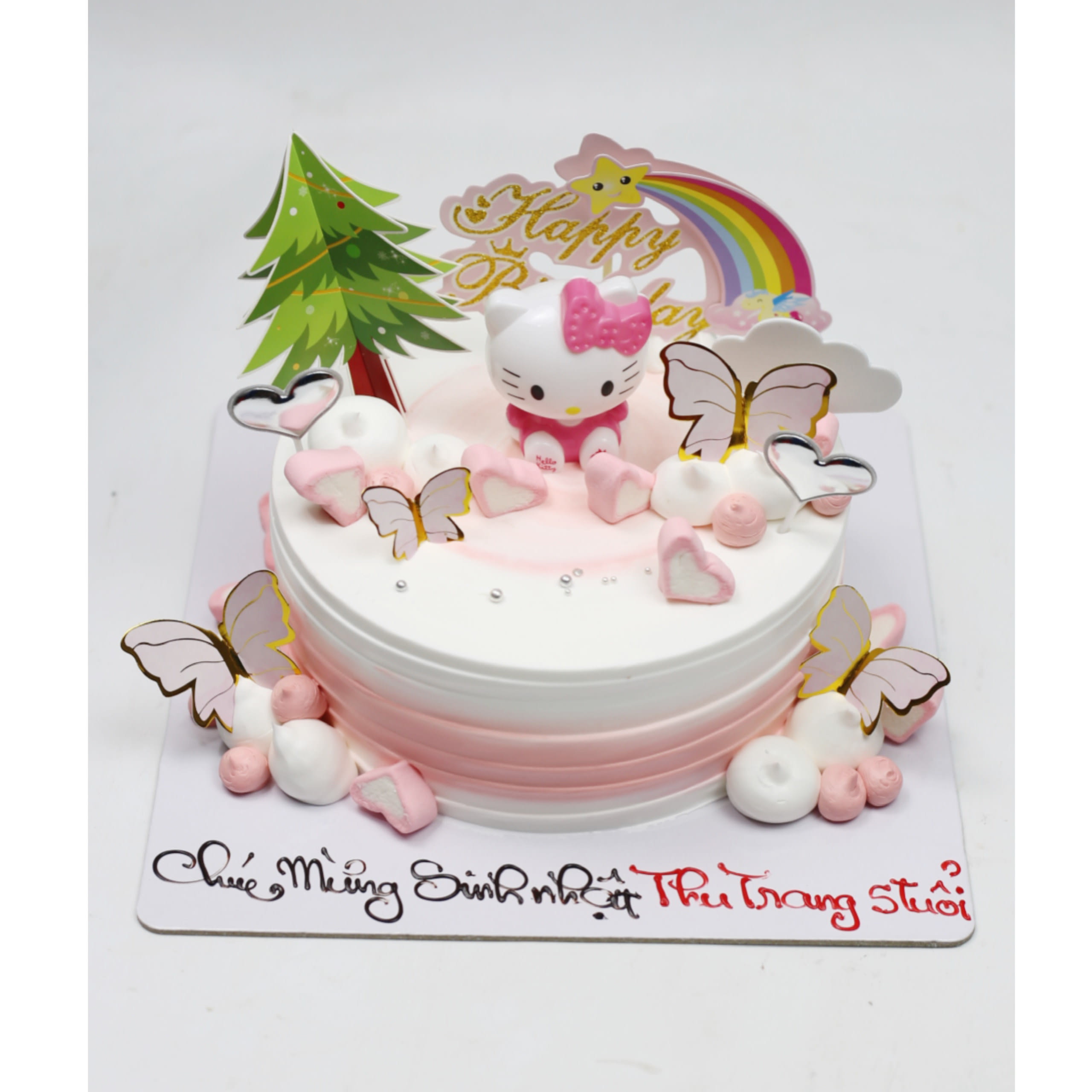 Bánh kem Hello Kitty màu hồng dễ thương