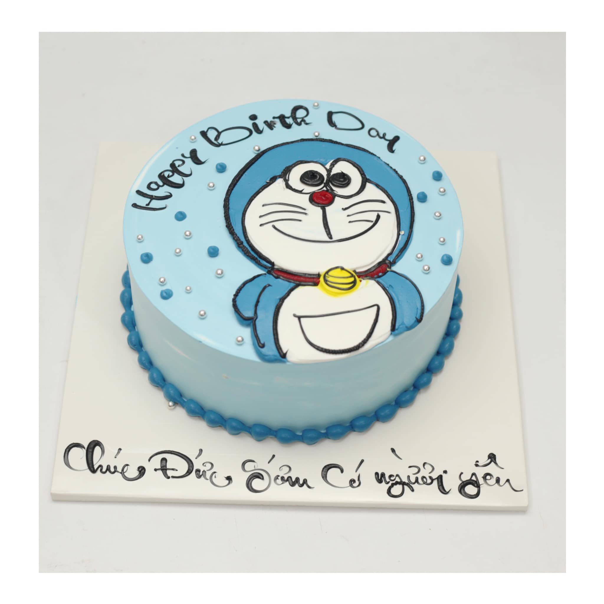 Bánh kem Đôrêmon mặt cười xanh dương