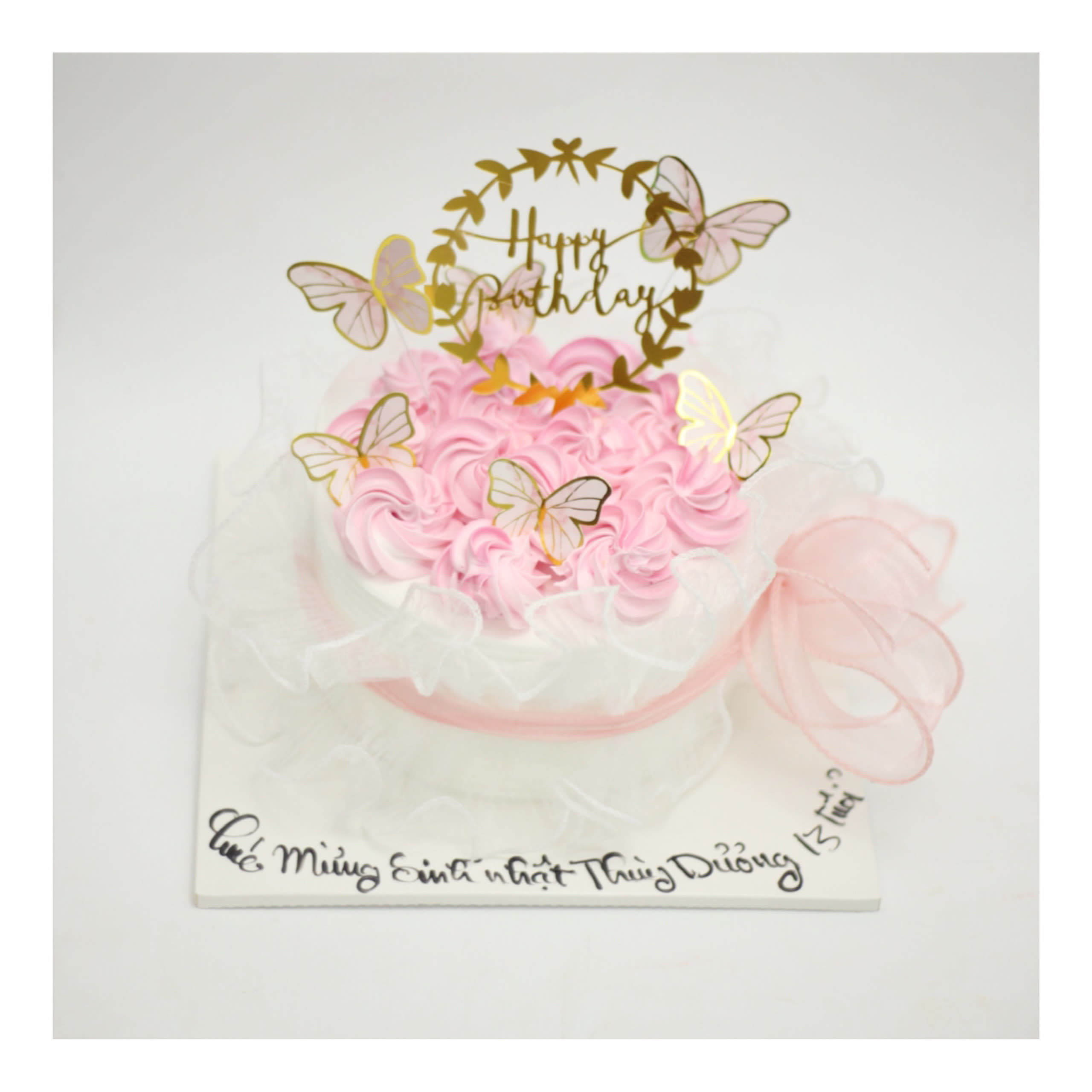 Bánh kem hồng pastel phong cách công chúa