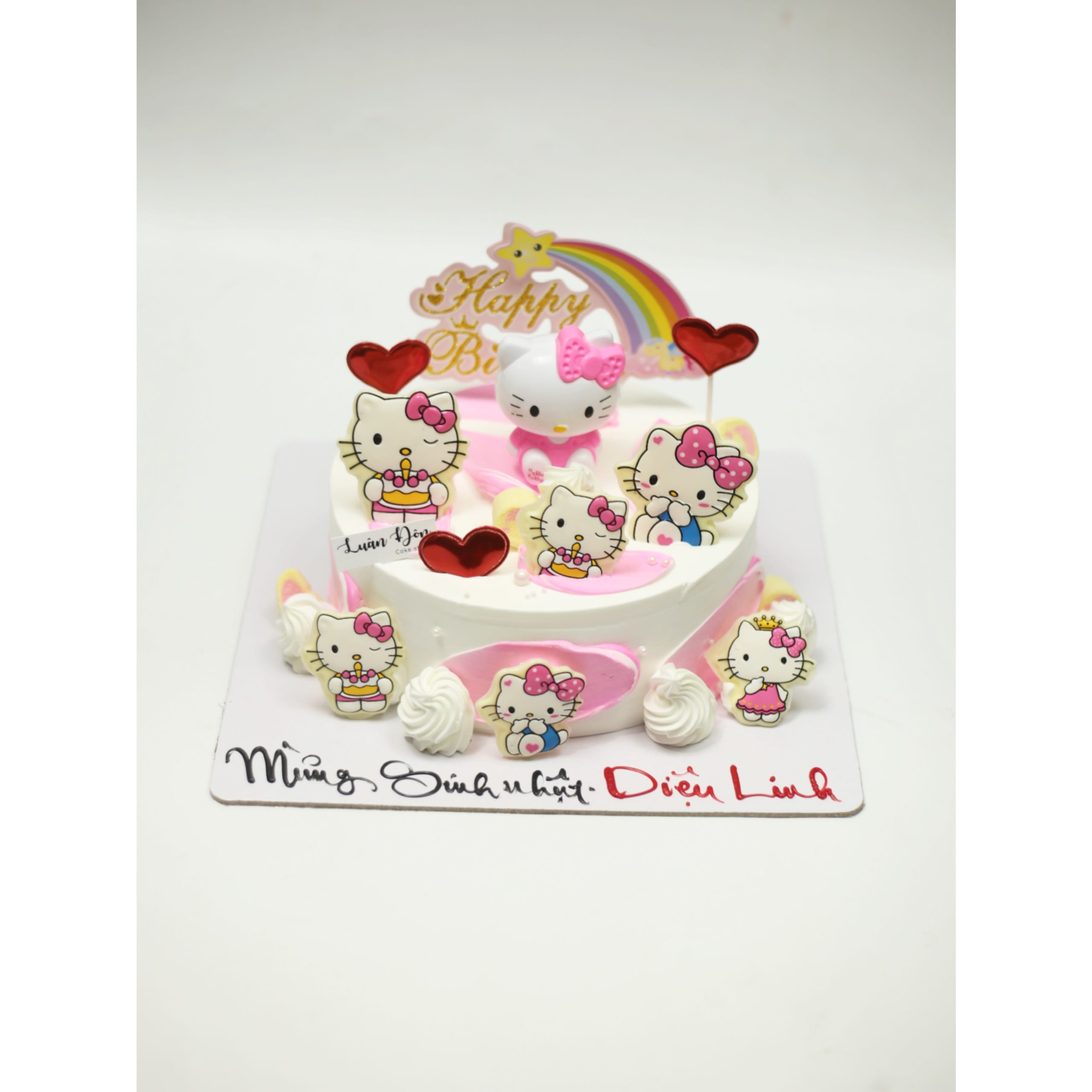 Bánh kem Hello Kitty trắng hồng đáng yêu