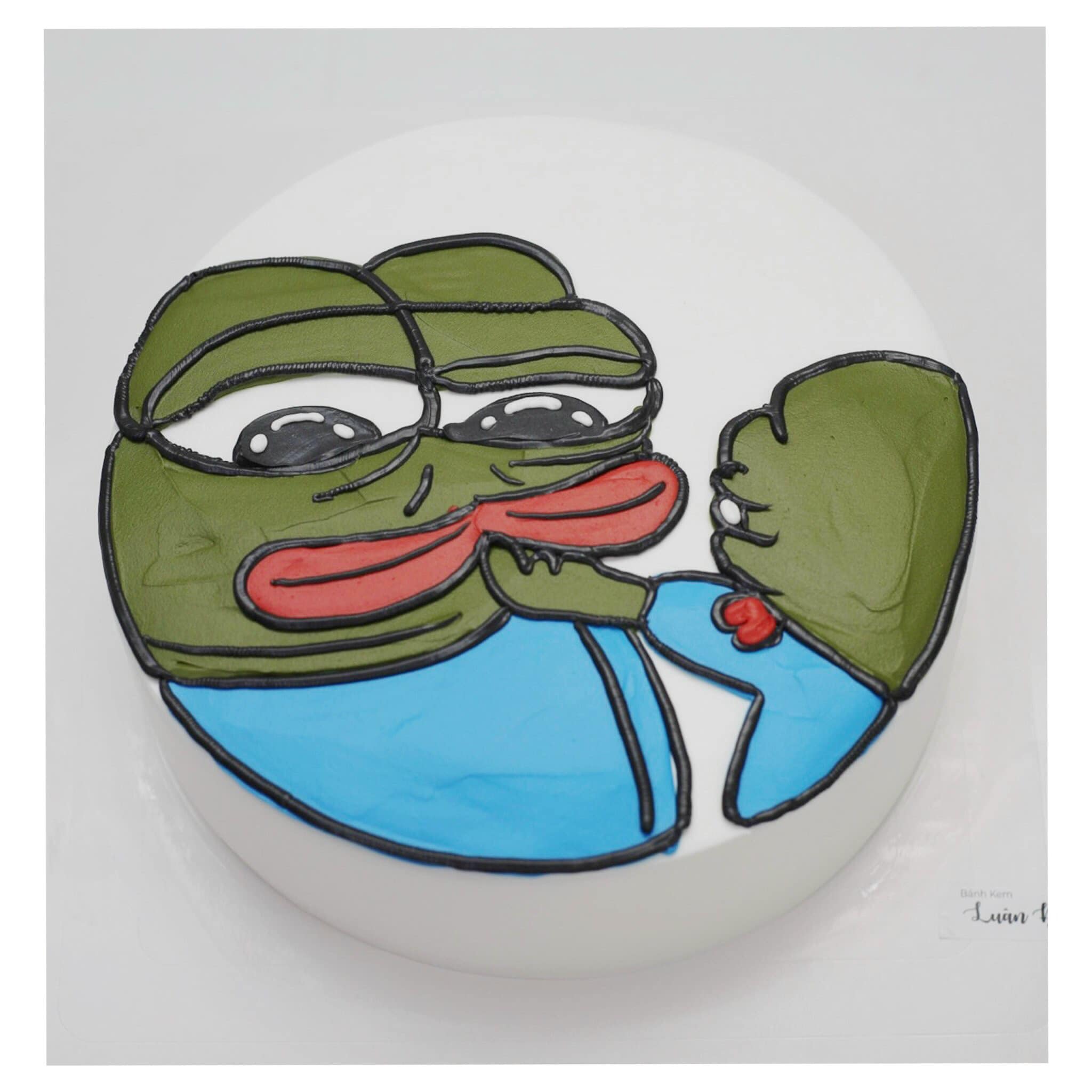 Bánh vẽ hình ếch xanh Pepe hài hước