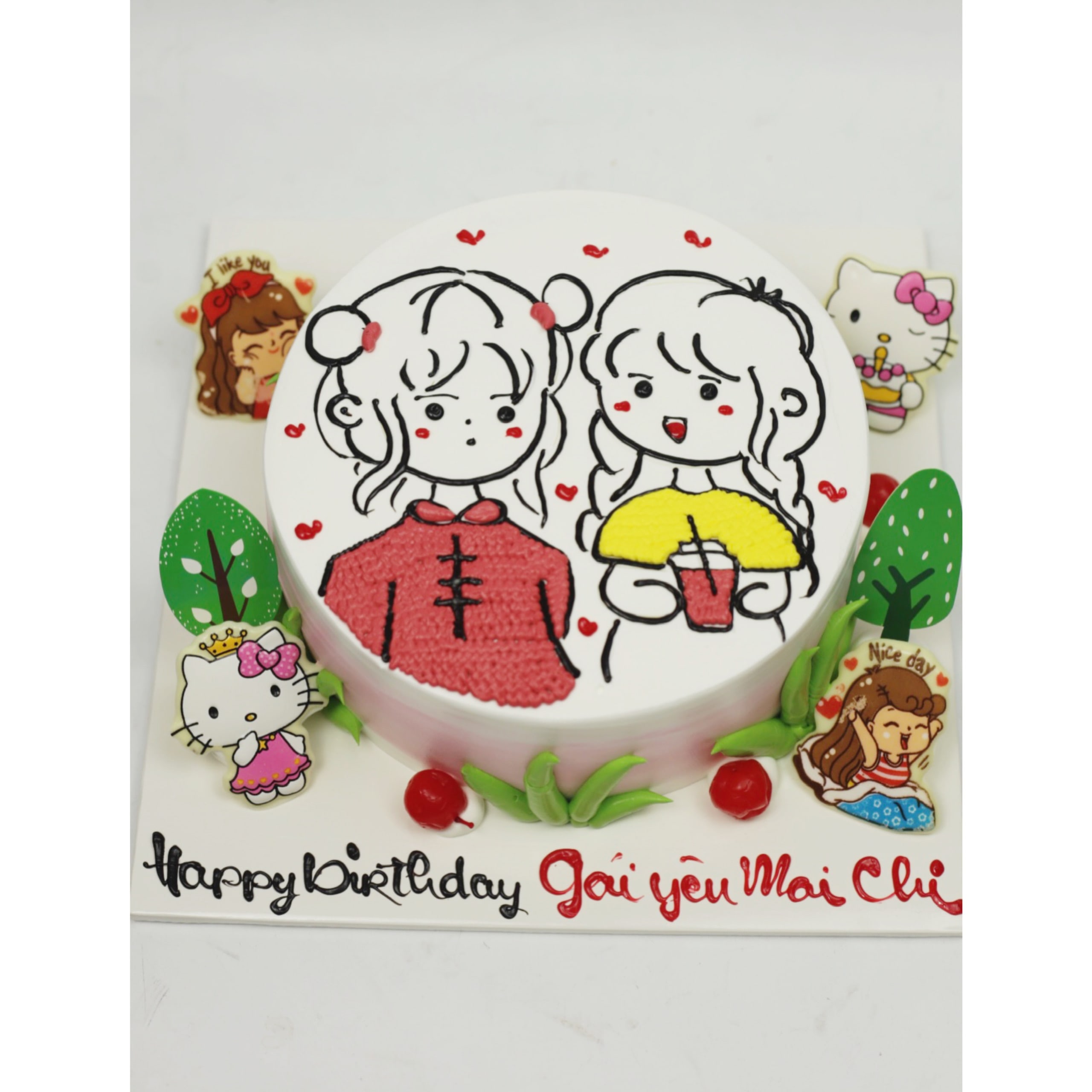 Bánh kem đôi bạn thân Hello Kitty