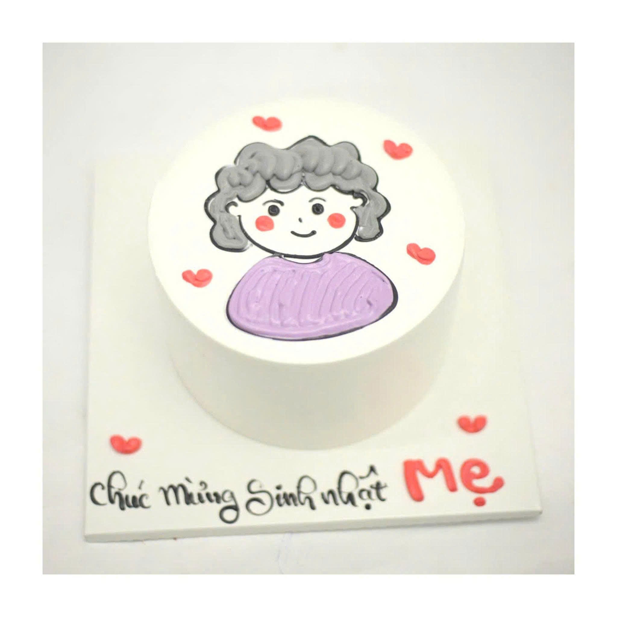 Bánh kem vẽ hình mẹ yêu thương