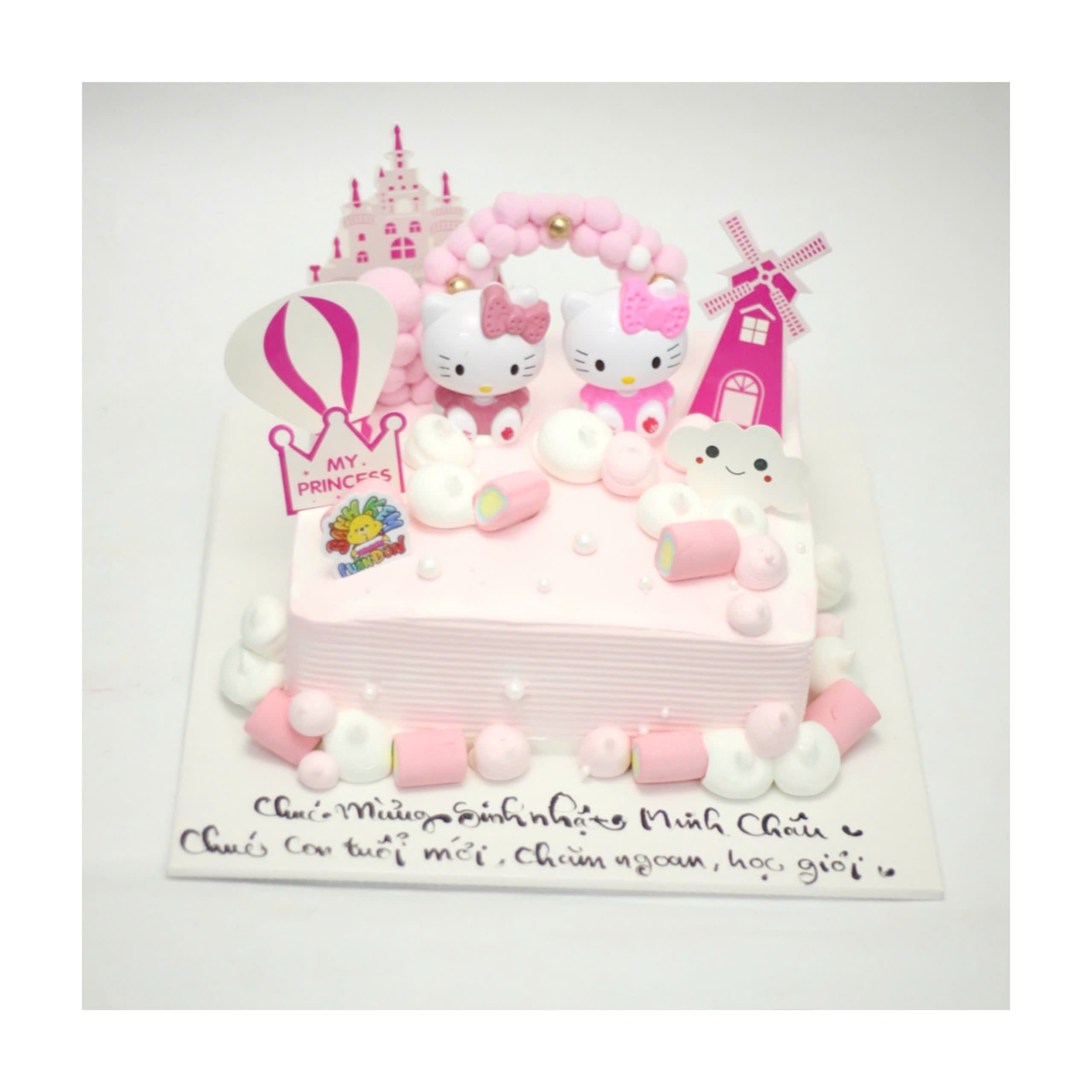 Bánh kem Hello Kitty hồng xinh xắn