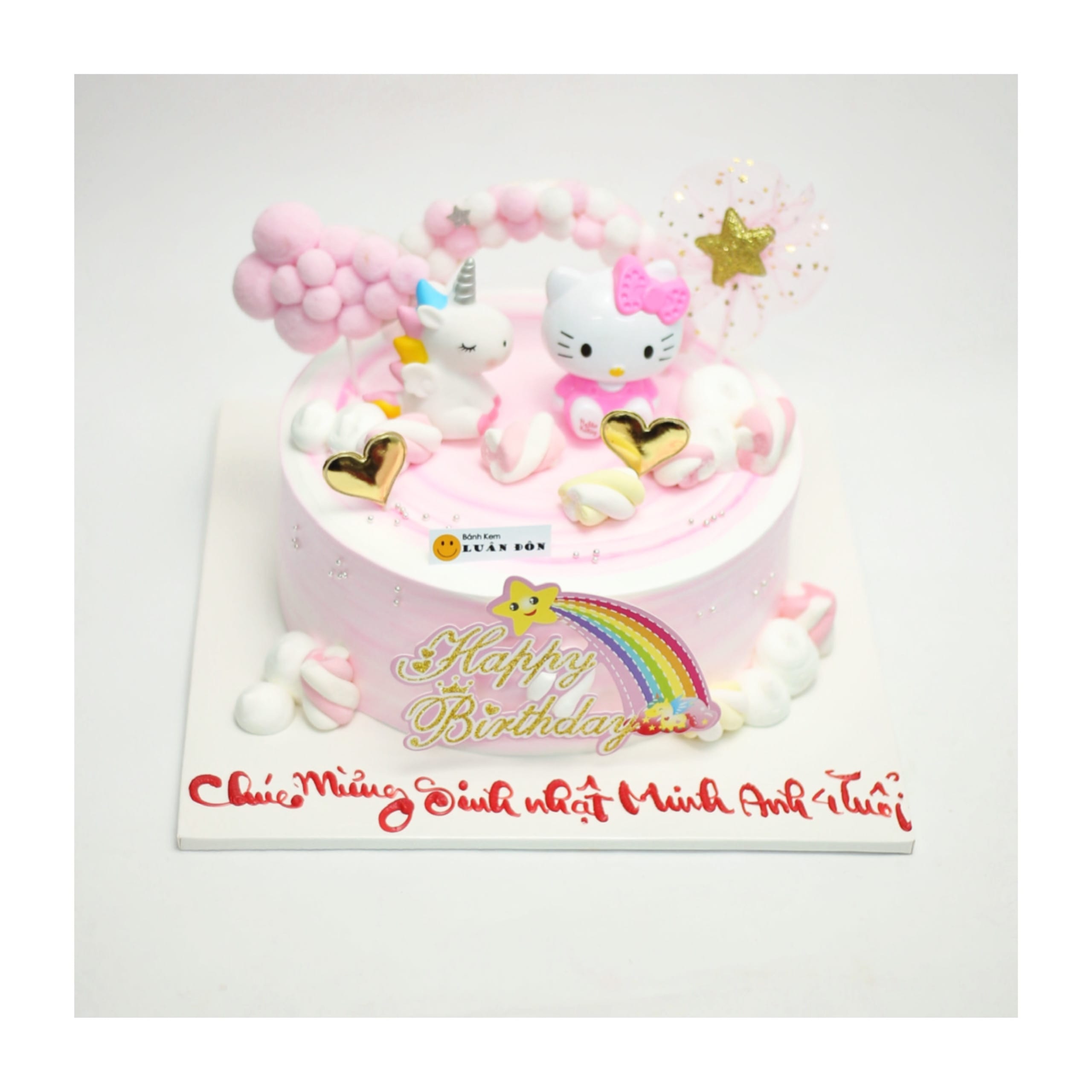 Bánh kem Hello Kitty và kỳ lân hồng
