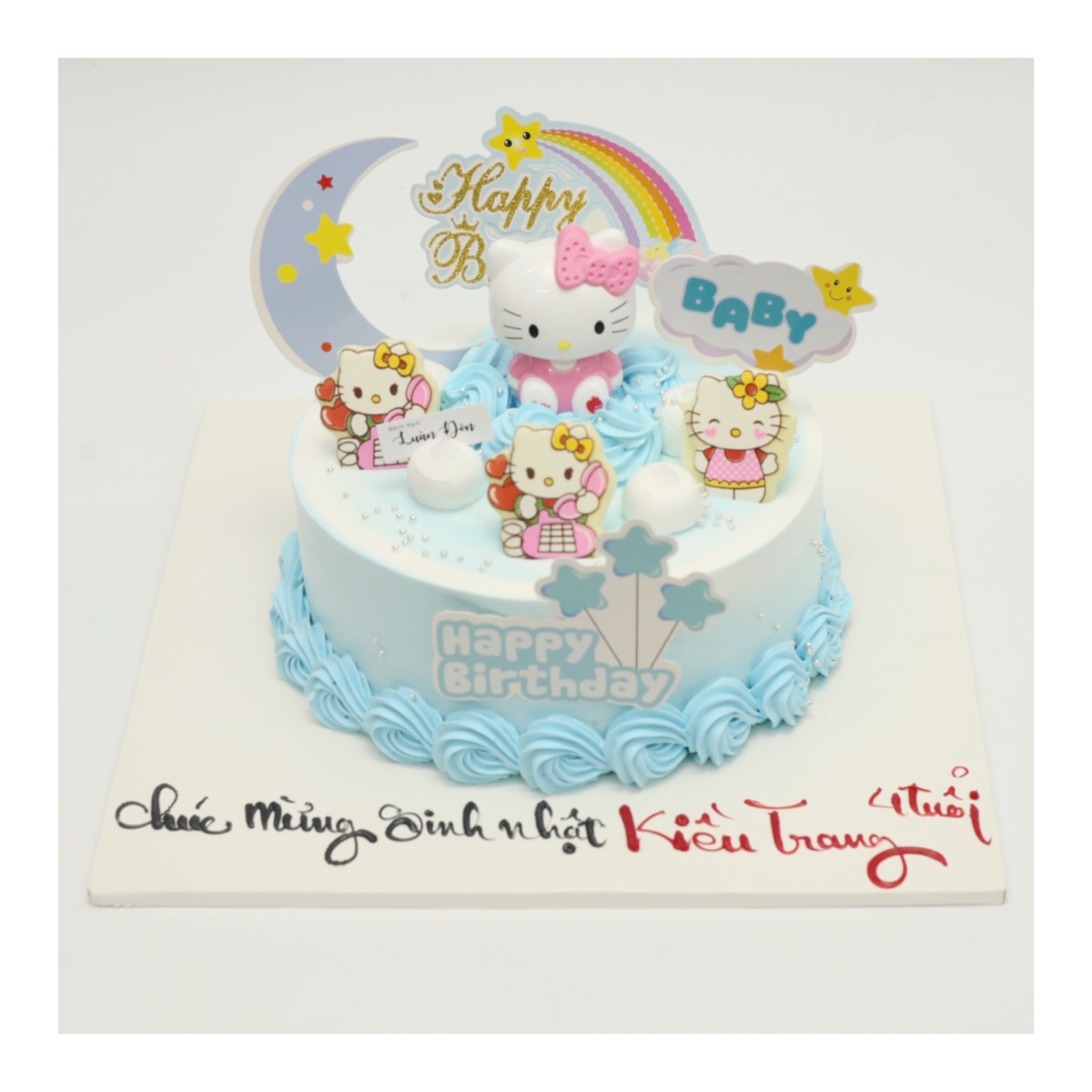 Bánh kem Hello Kitty xanh dương đáng yêu