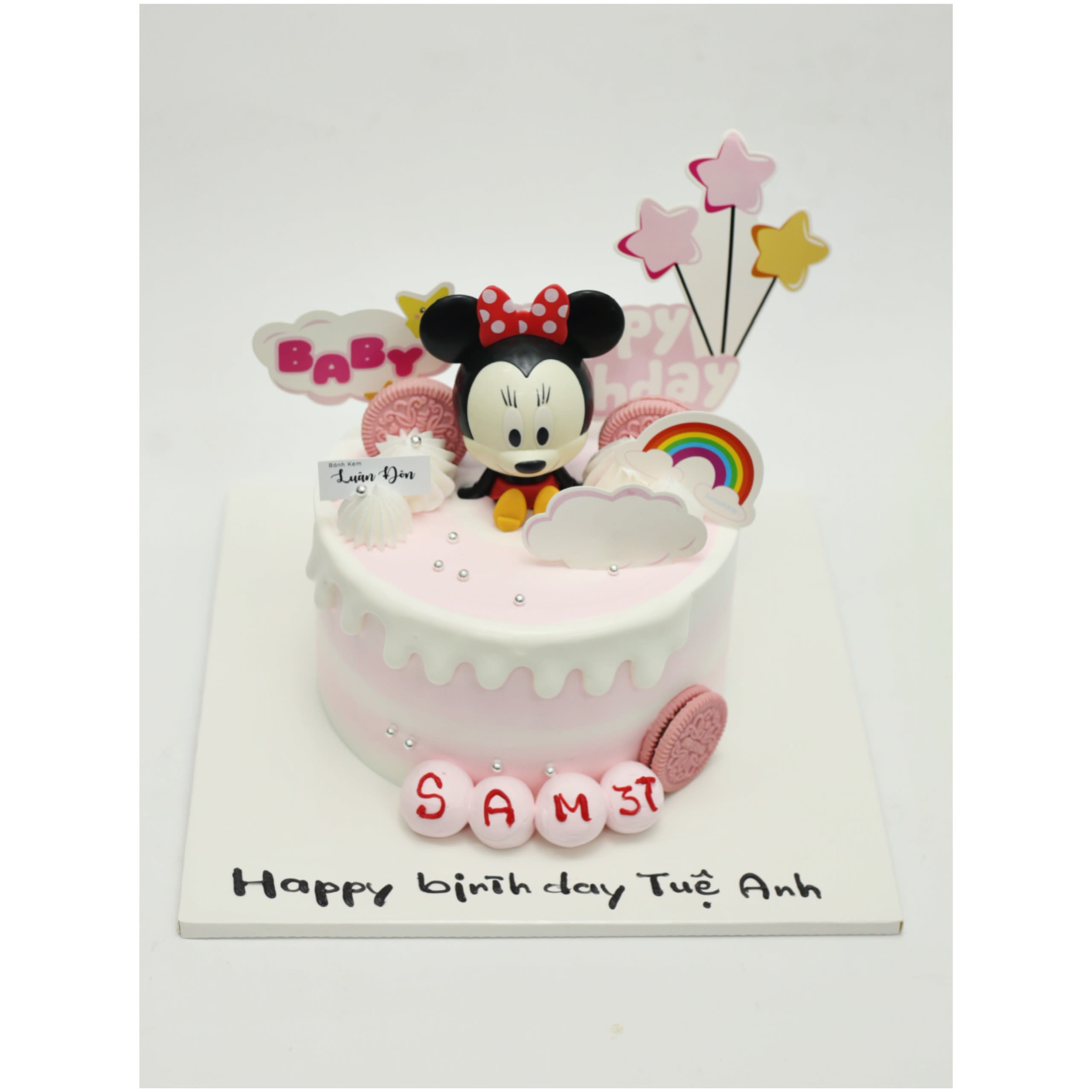 Bánh kem hồng Minnie Mouse cho bé