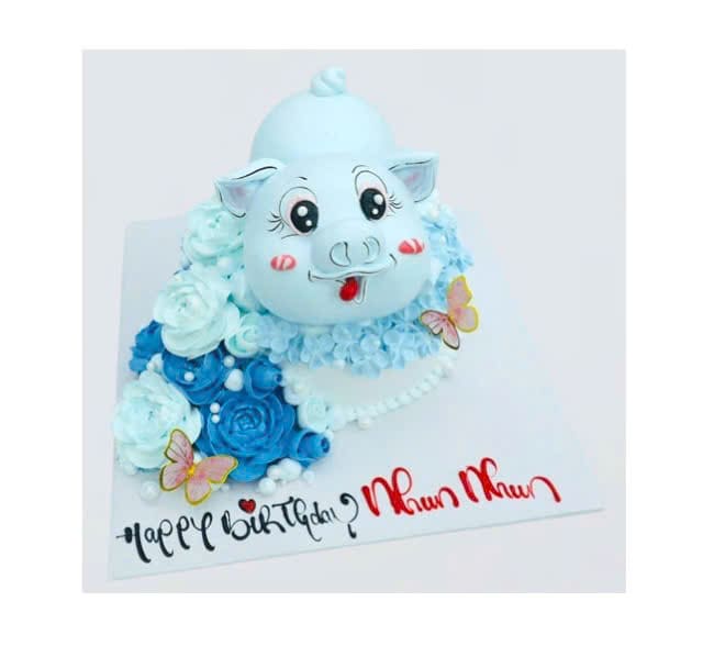 Bánh kem tạo hình heo con xanh dương dễ thương