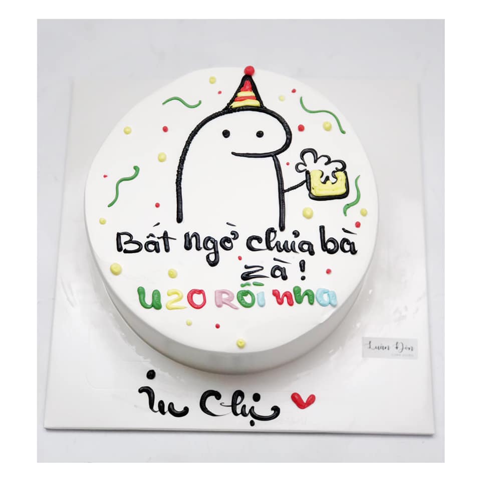 Bánh kem vẽ hình nhân vật hài hước U20