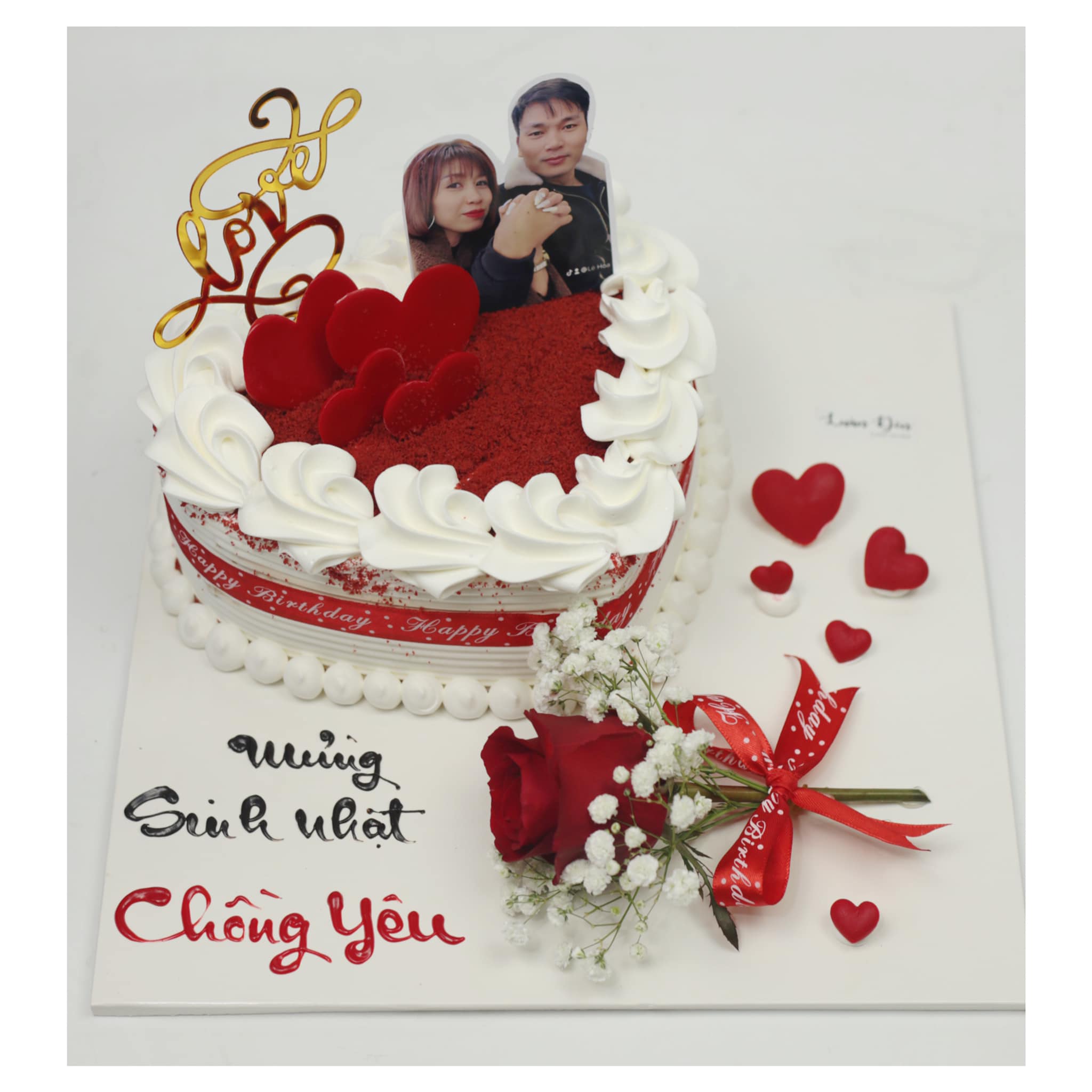 Bánh kem trái tim Red Velvet tặng chồng yêu