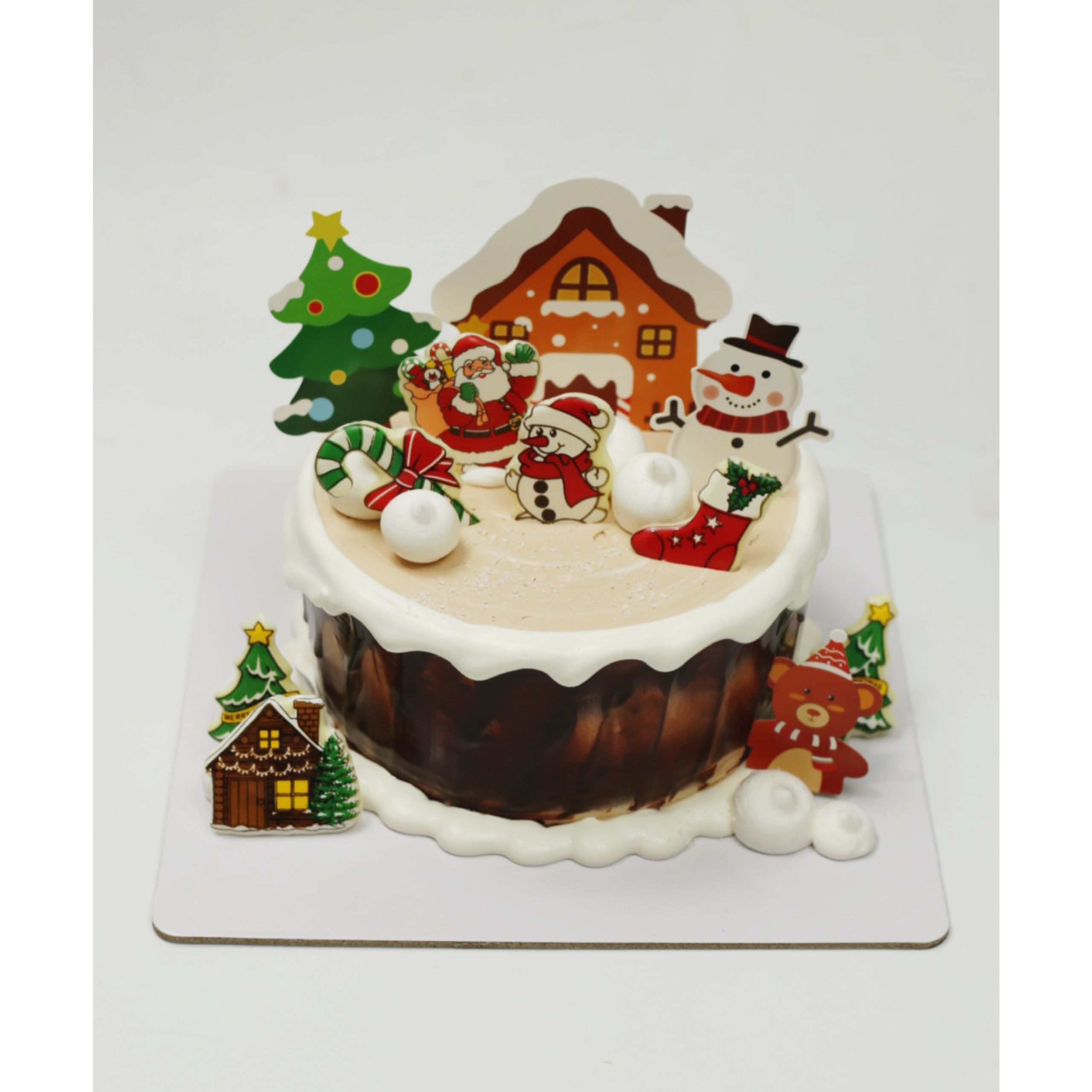 Bánh kem Noel gốc cây phủ tuyết xinh xắn