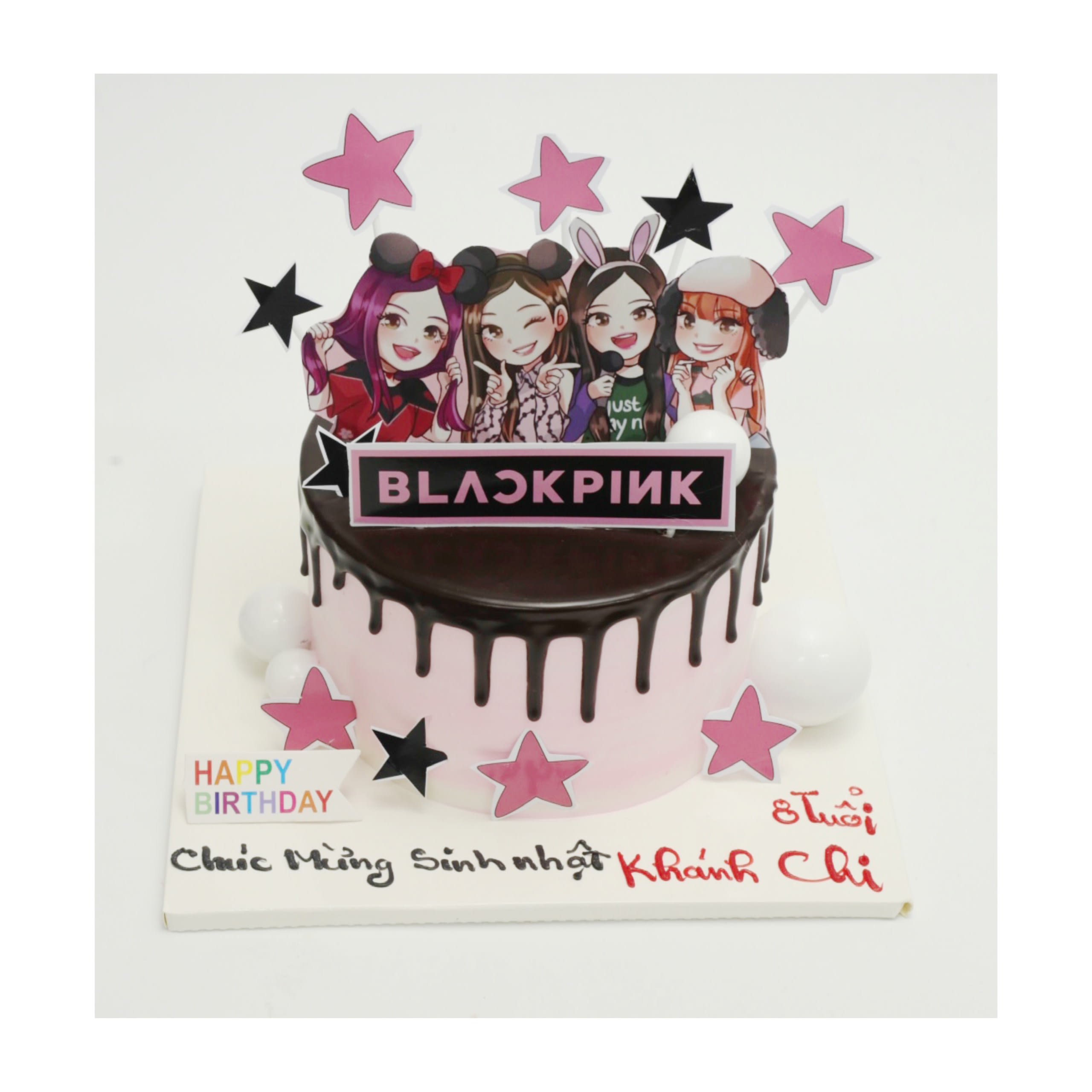 Bánh kem Blackpink tông hồng đen cá tính