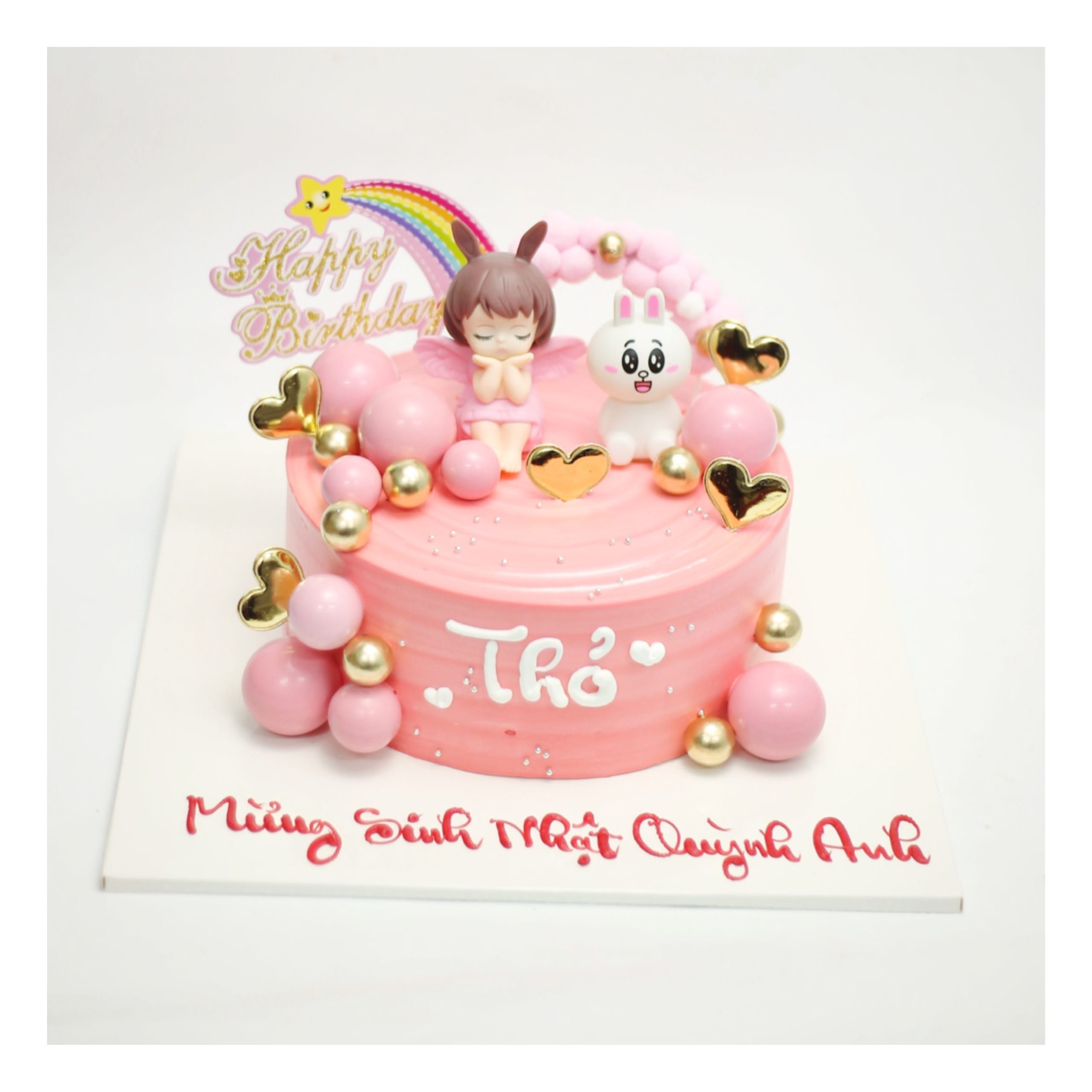 Bánh kem hồng công chúa thỏ bunny