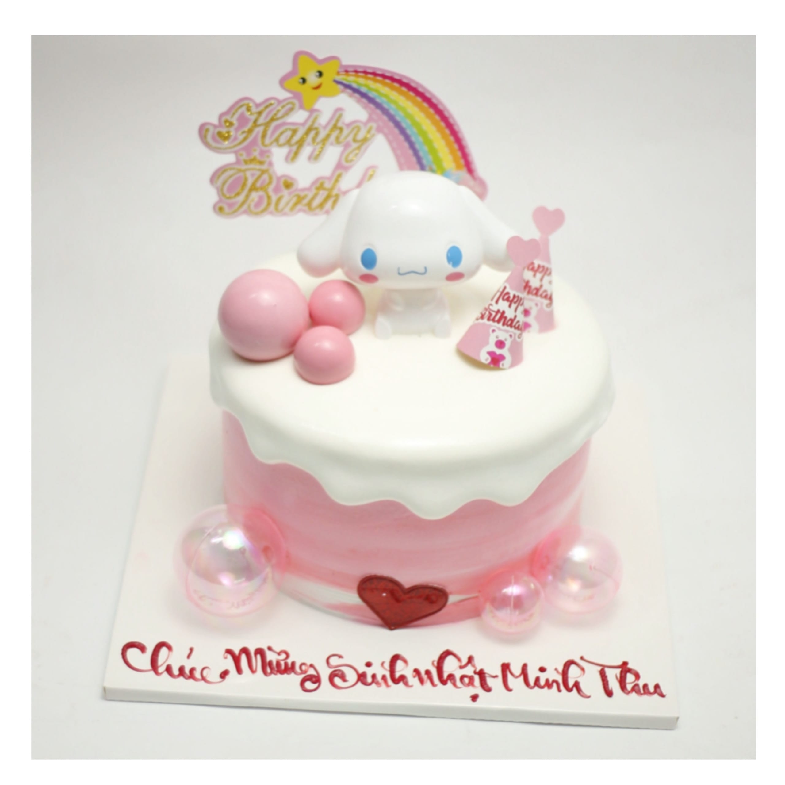Bánh kem trắng hồng chủ đề Cinnamoroll ngọt ngào