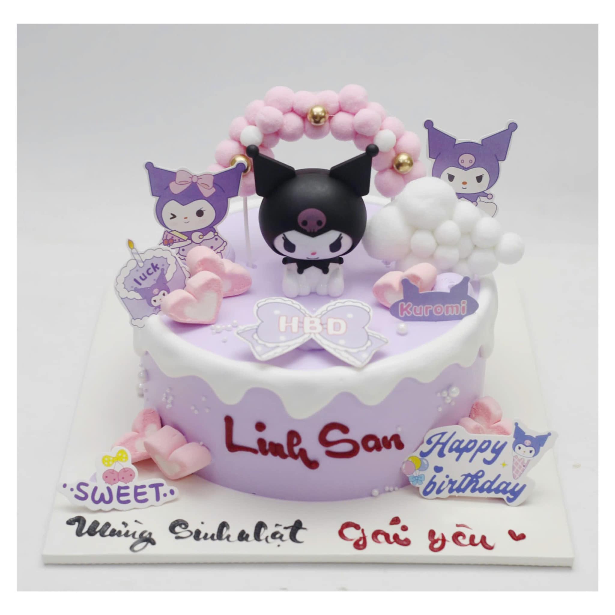 Bánh kem Kuromi tím pastel dễ thương