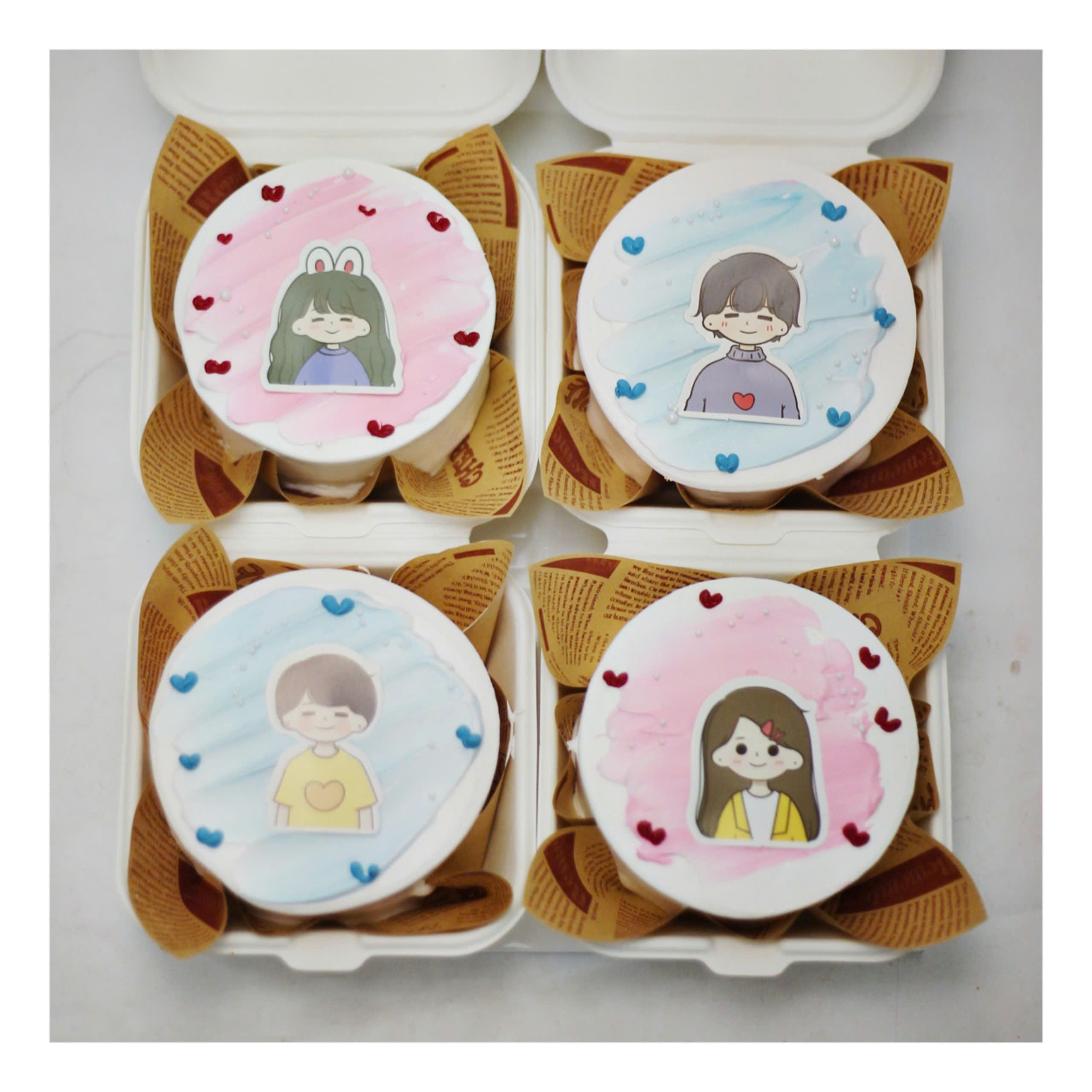 Set bánh chibi pastel ngọt ngào