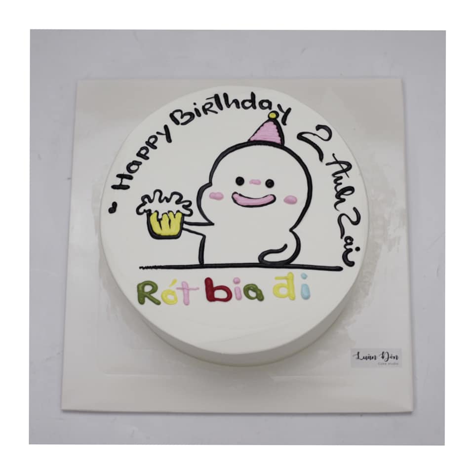 Bánh vẽ chibi uống bia hài hước