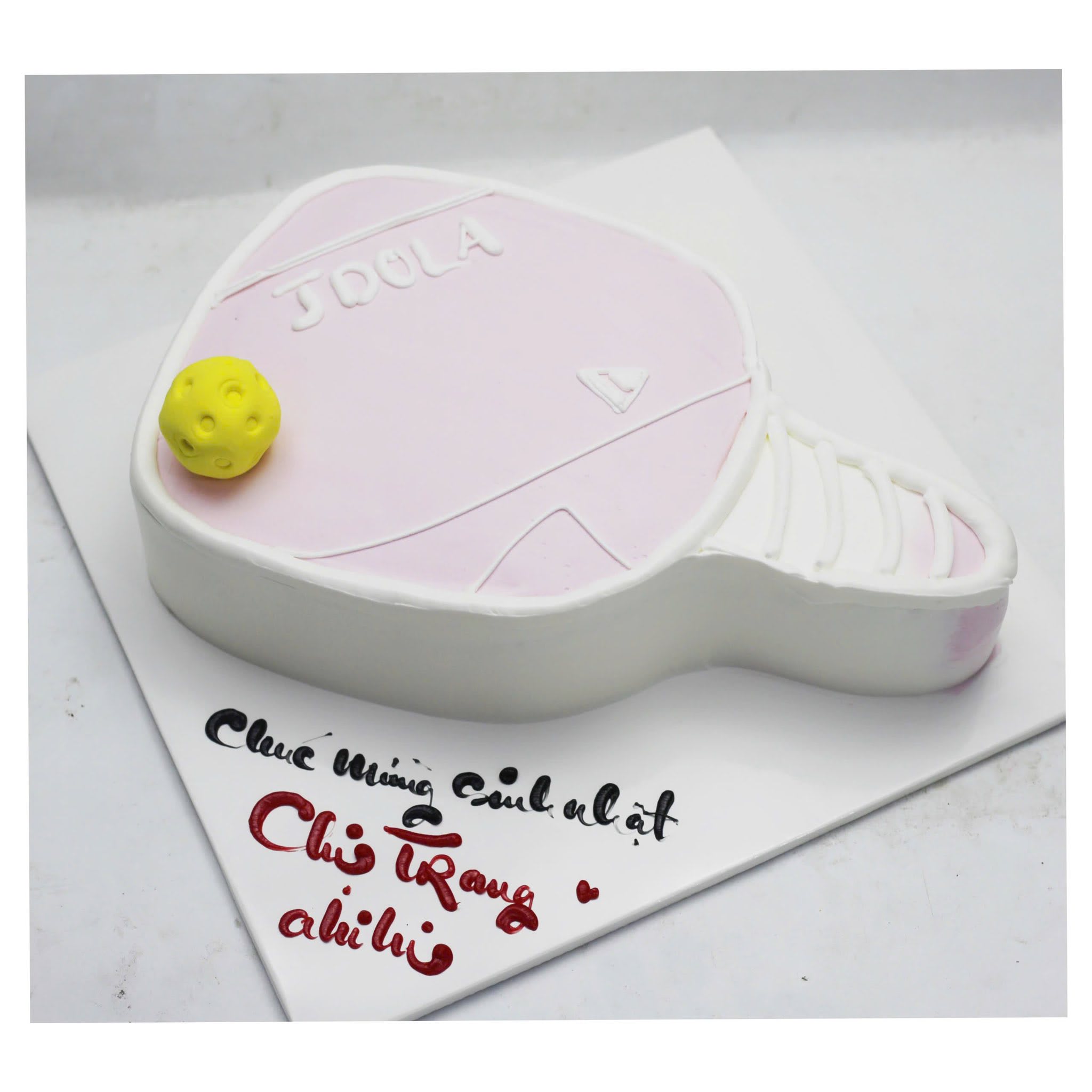Bánh kem tạo hình vợt Pickleball Joola hồng