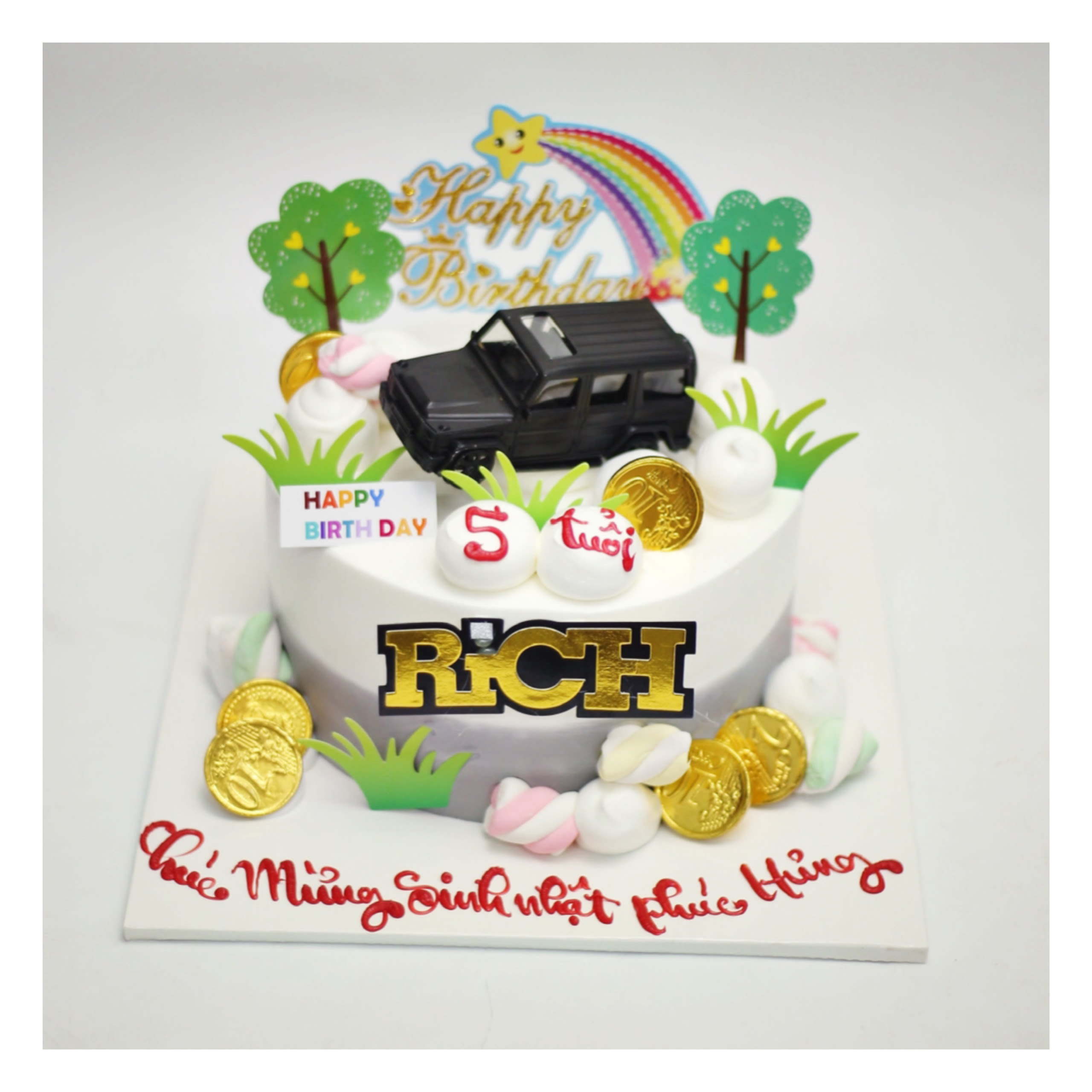 Bánh kem xe ô tô đen phong cách Rich