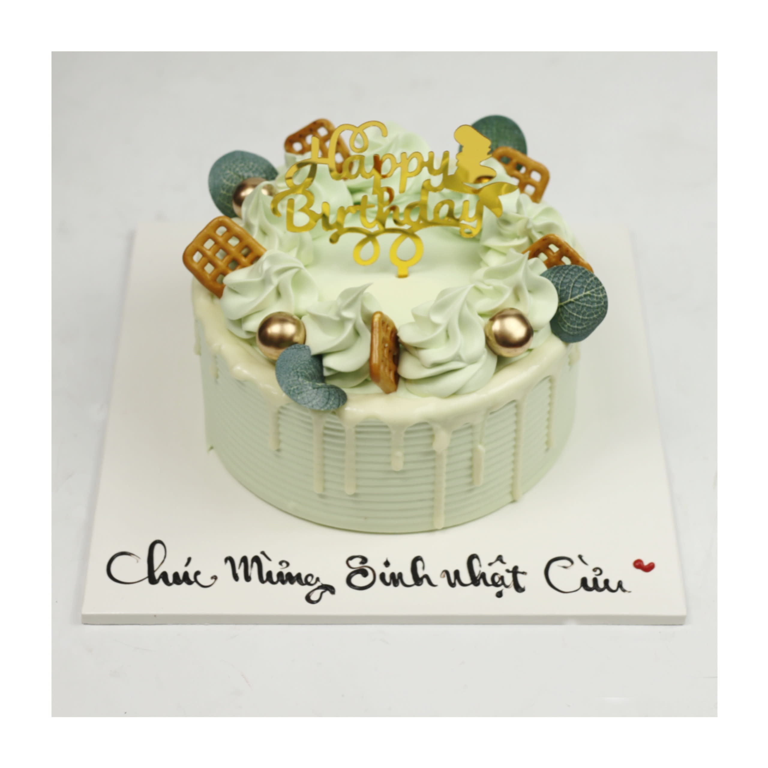 Bánh kem xanh pastel phong cách nhẹ nhàng