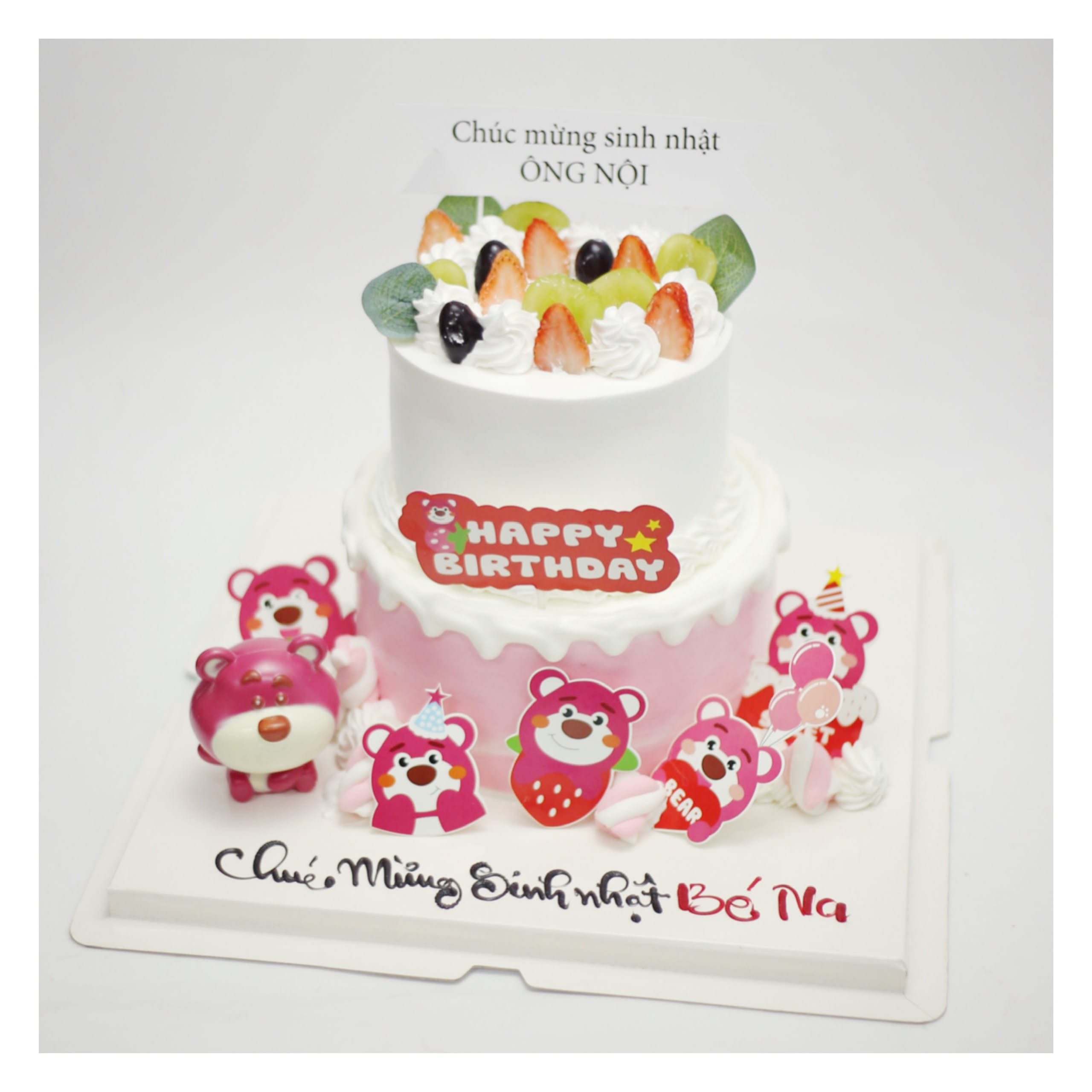 Bánh kem hai tầng gấu dâu Lotso xinh xắn