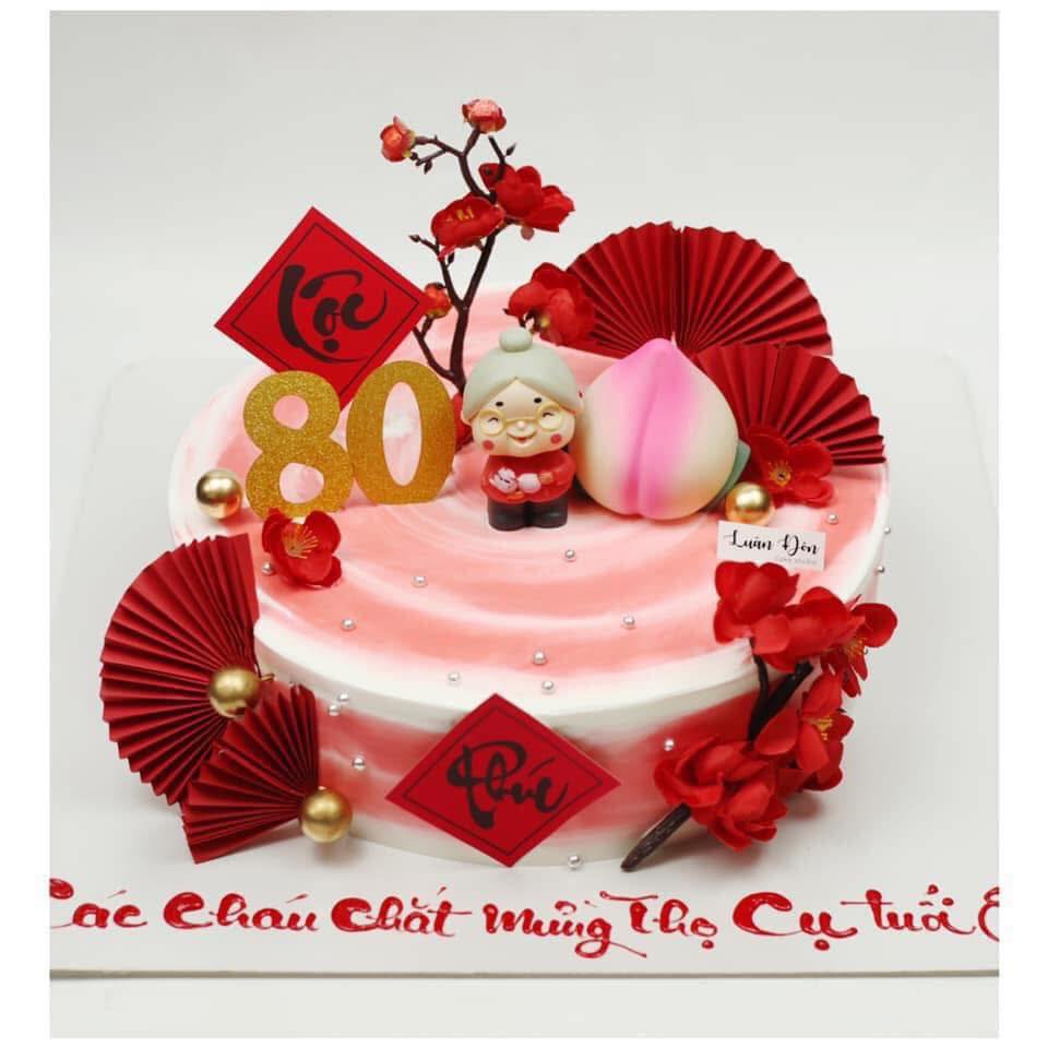 Bánh mừng thọ cụ bà 80 tuổi đỏ thắm