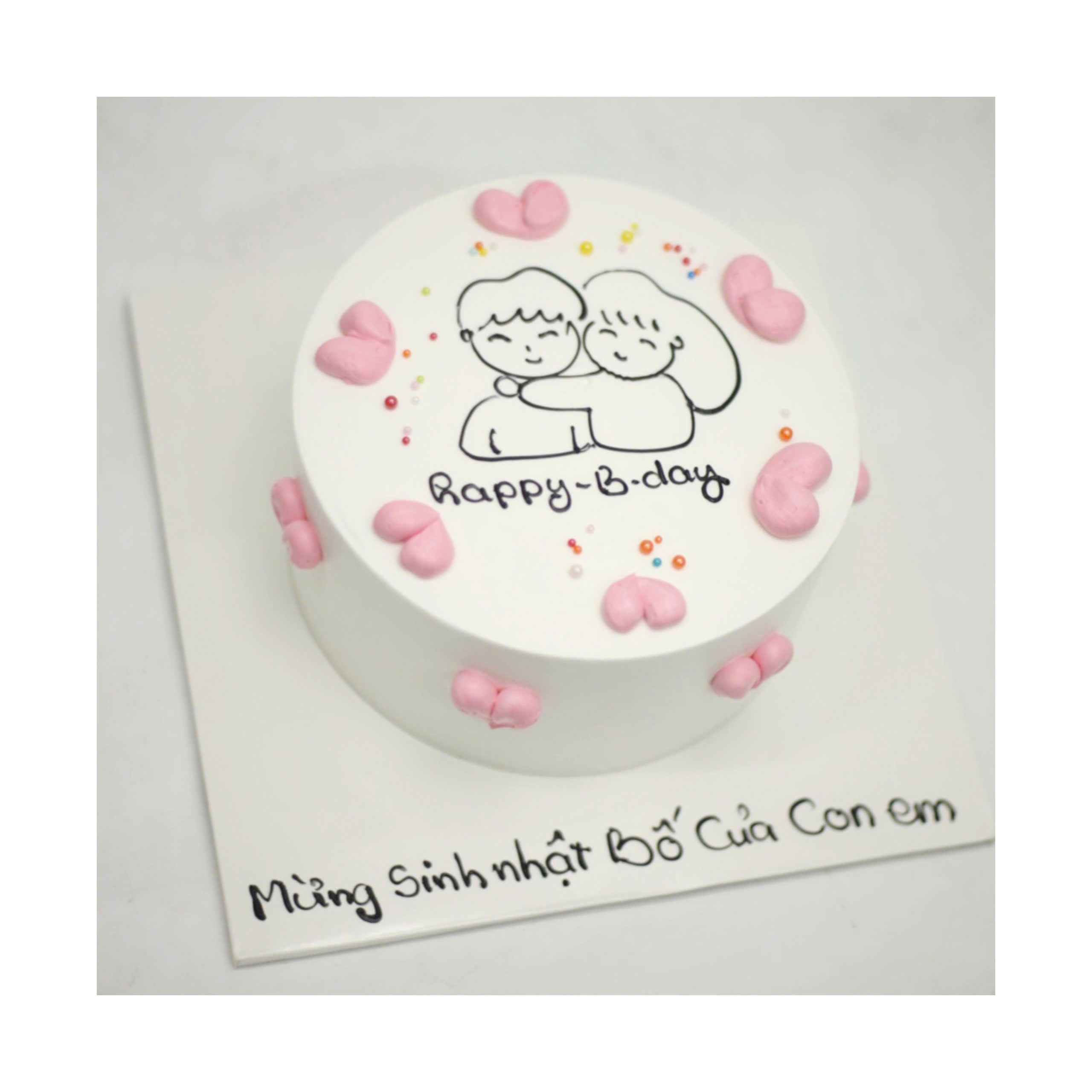 Bánh kem vẽ hình chibi đôi bạn