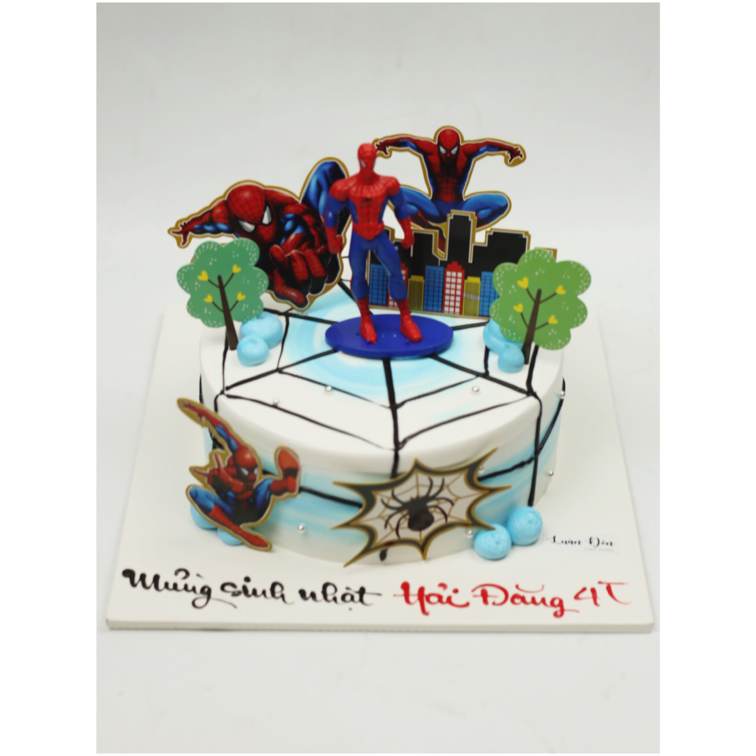 Bánh kem Spider-Man chủ đề siêu anh hùng hành động