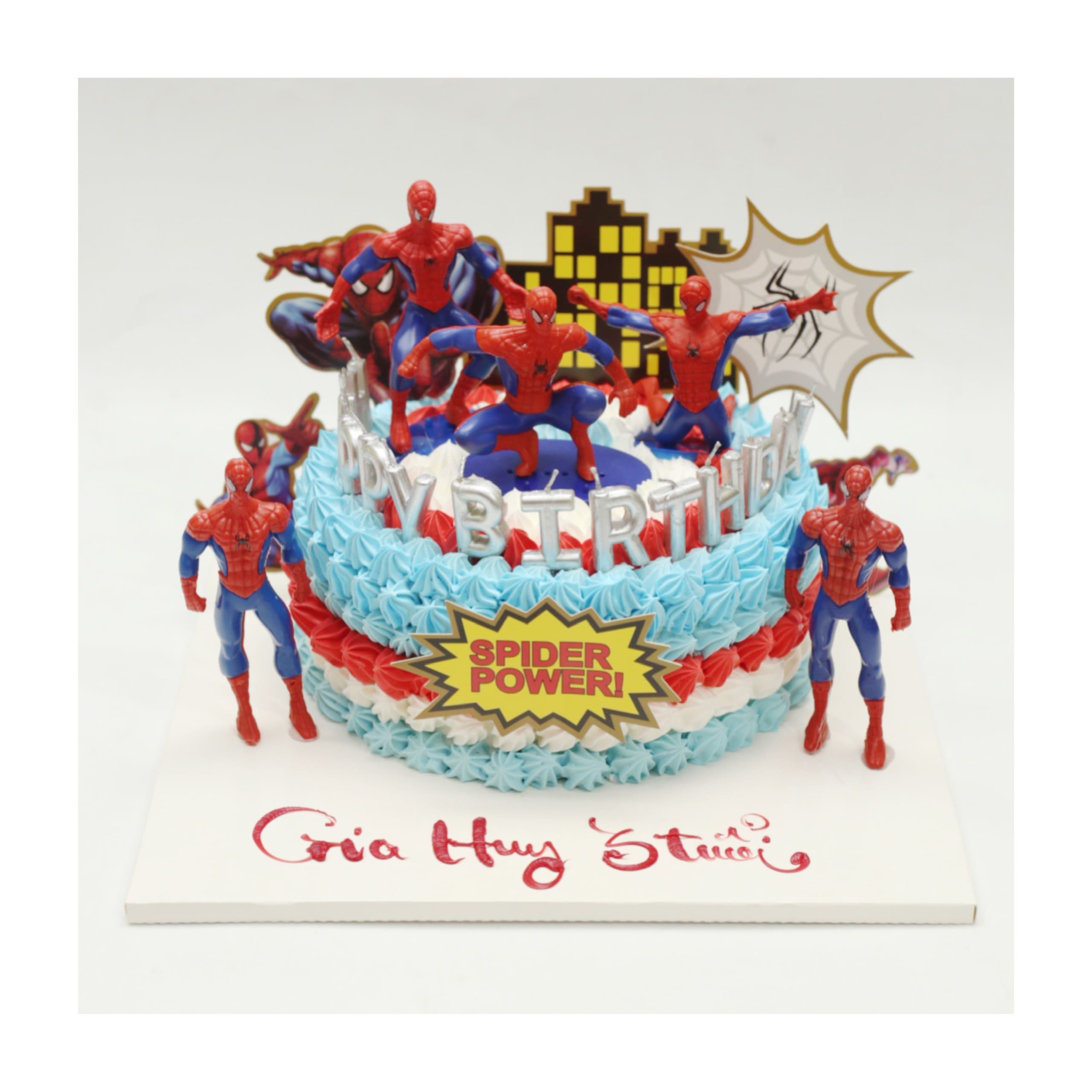 Bánh kem Spider-Man xanh đỏ cho bé trai