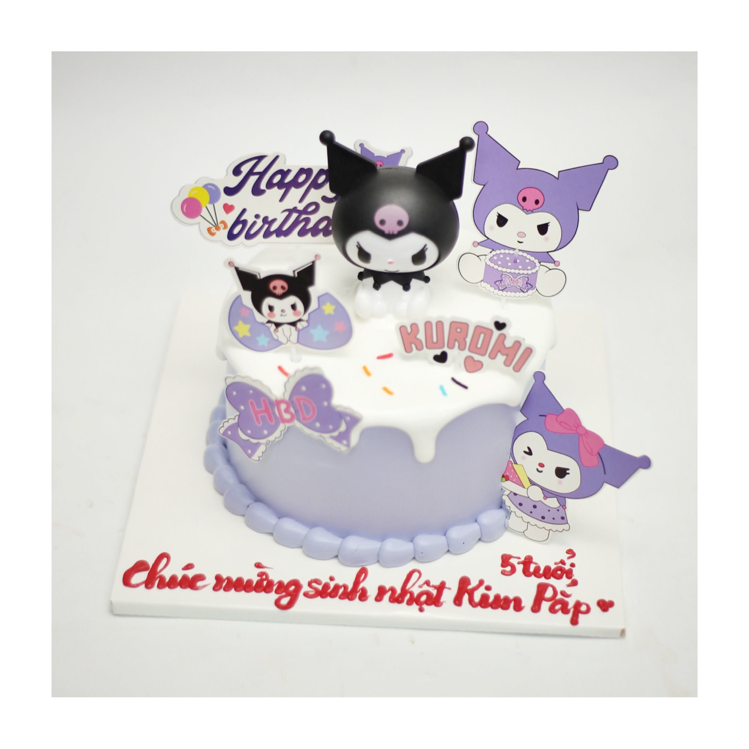 Bánh kem Kuromi tím phối nơ xinh xắn