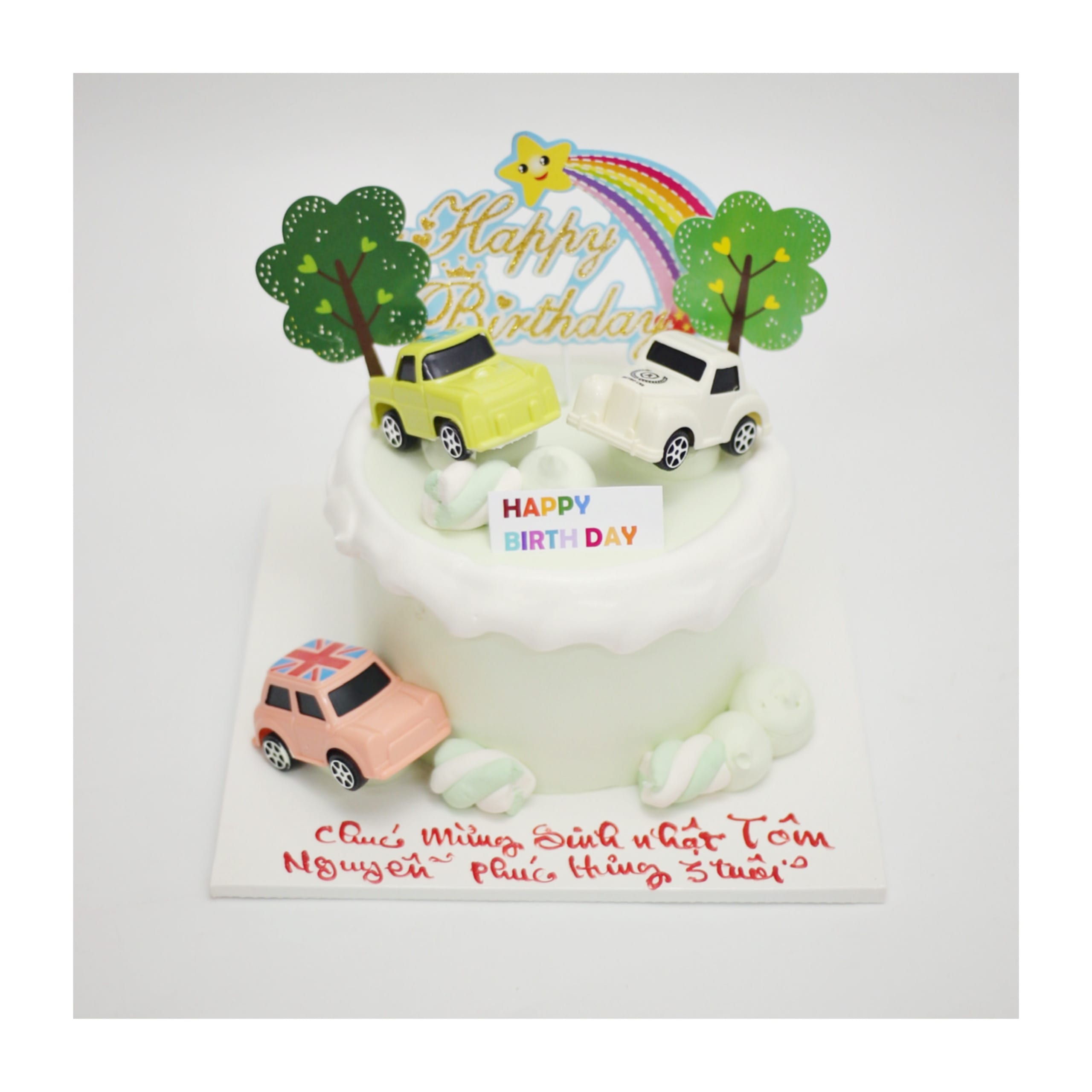 Bánh kem xe hơi mini màu sắc sinh động