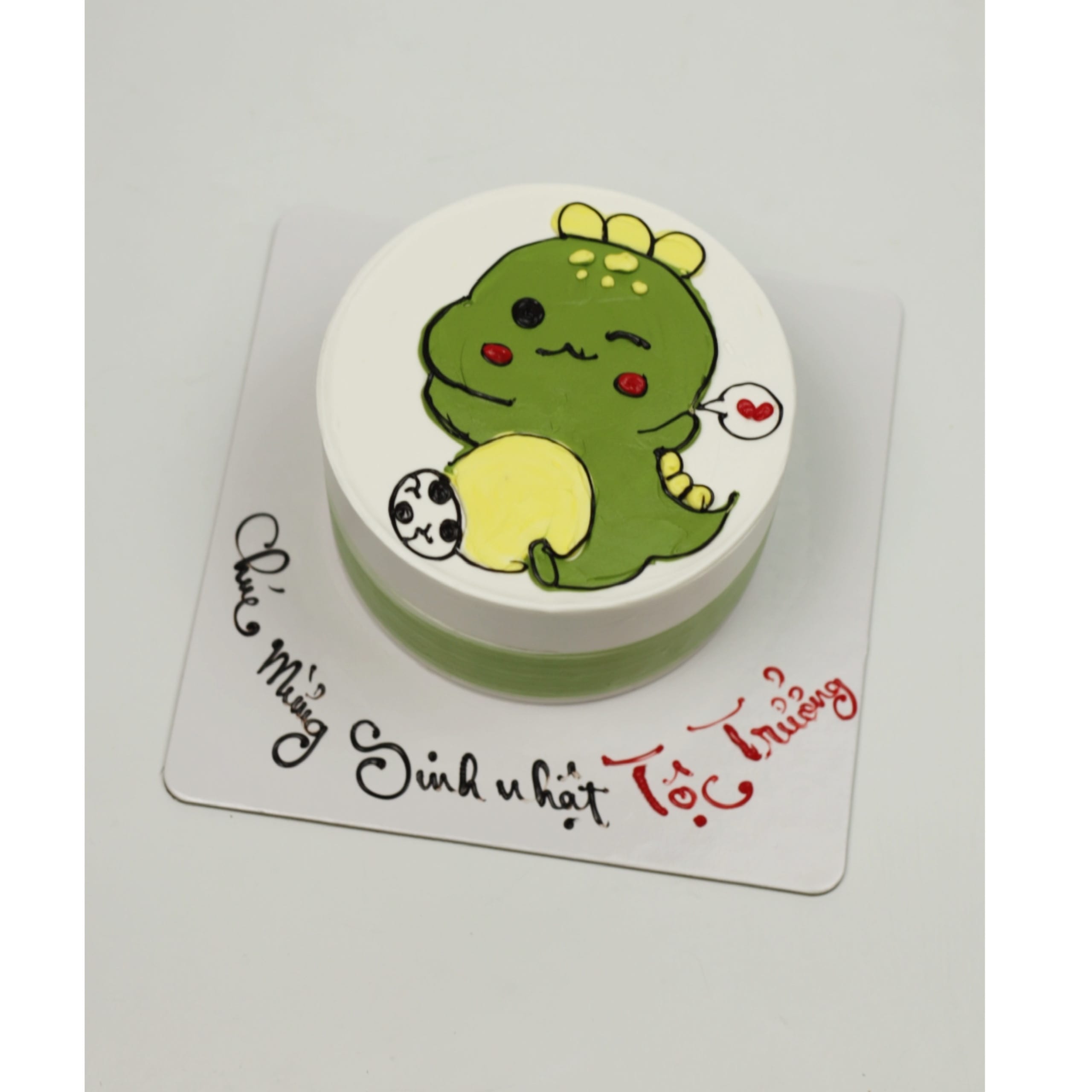 Bánh kem chú khủng long xanh ngộ nghĩnh