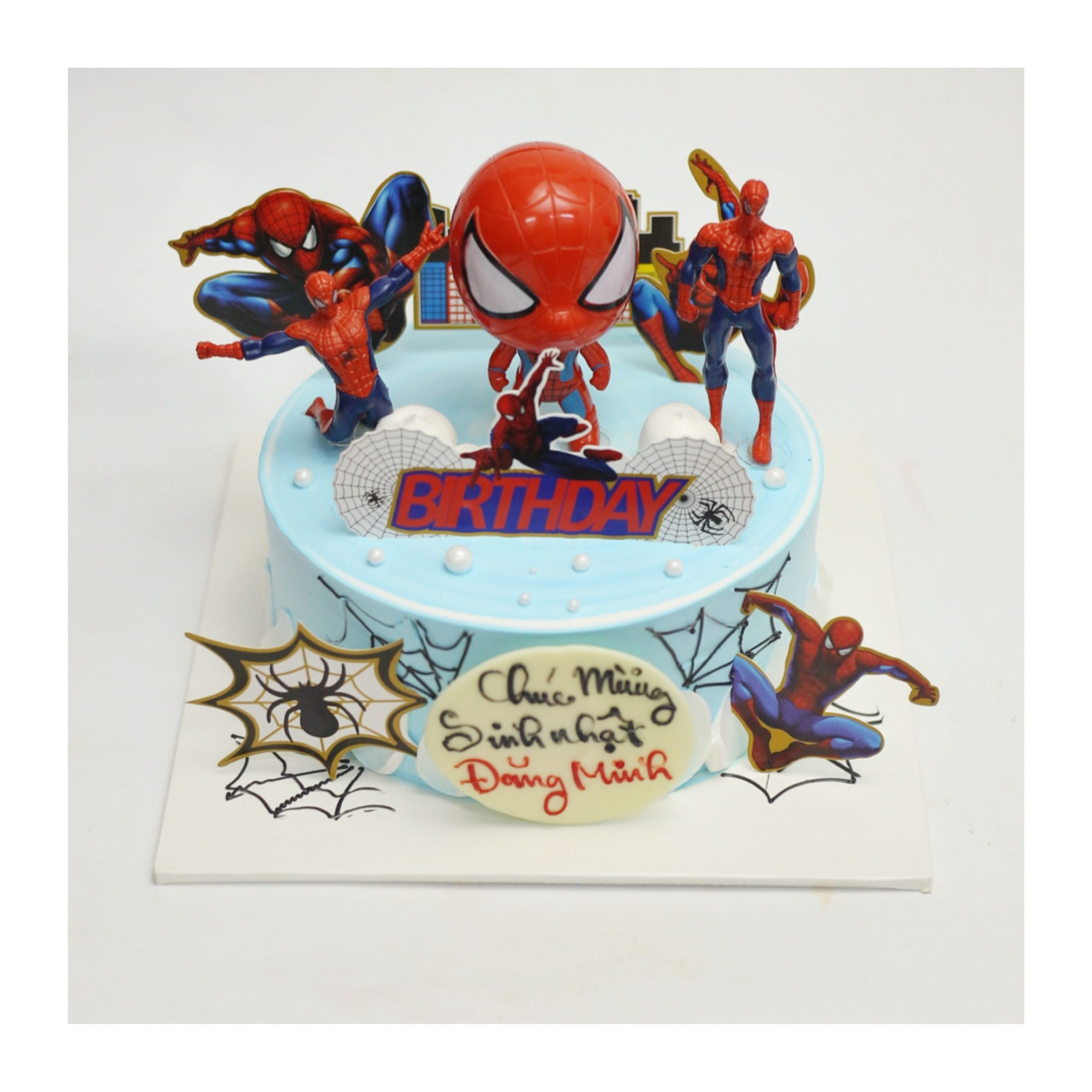 Bánh kem Spider-Man xanh dương năng động