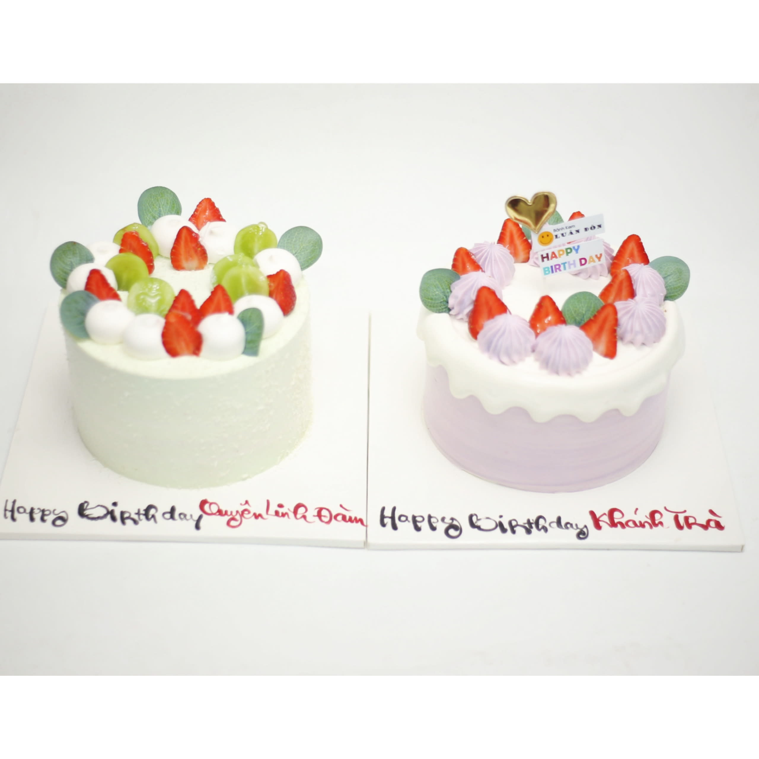 Combo hai bánh kem mini decor trái cây tươi