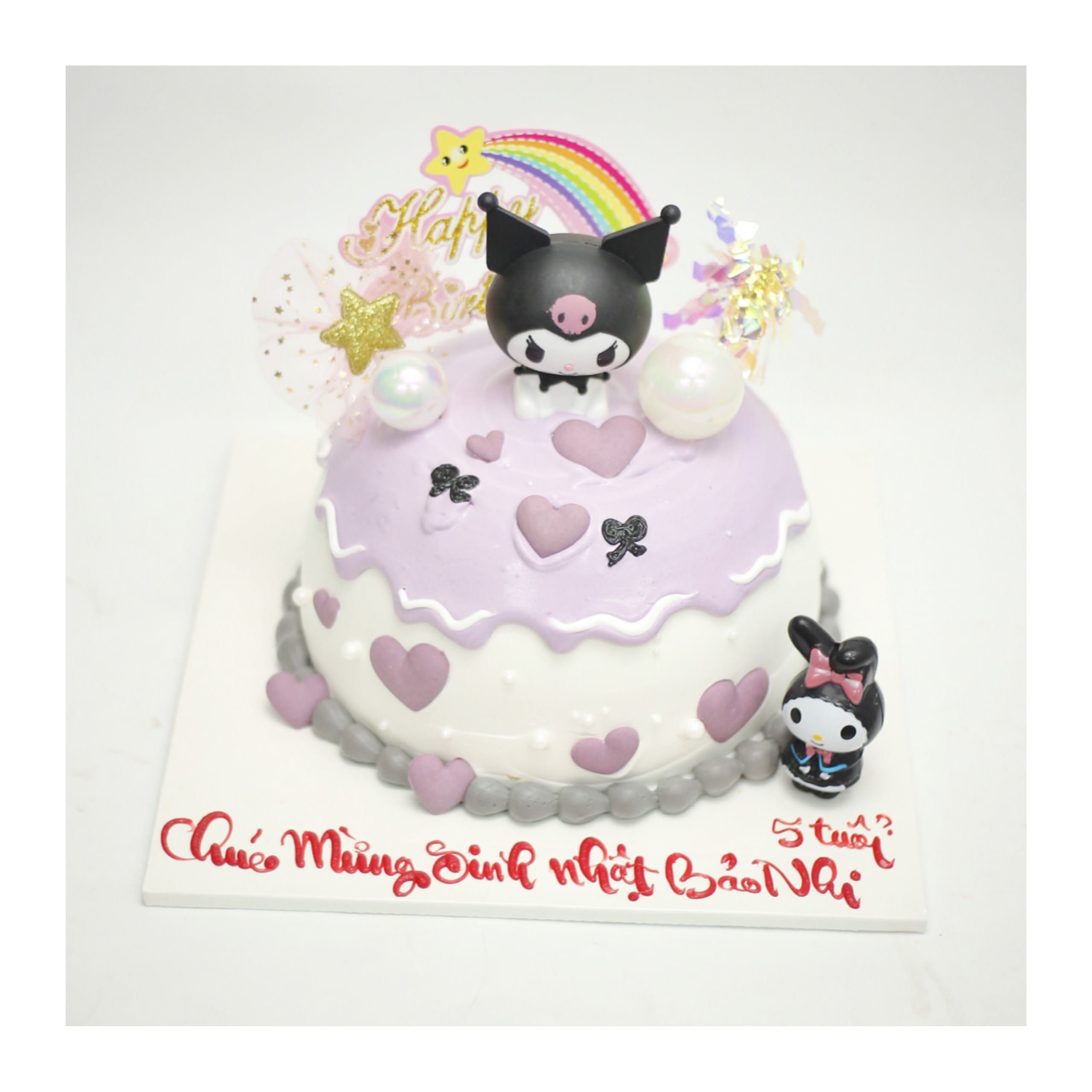 Bánh kem Kuromi màu tím pastel ngọt ngào